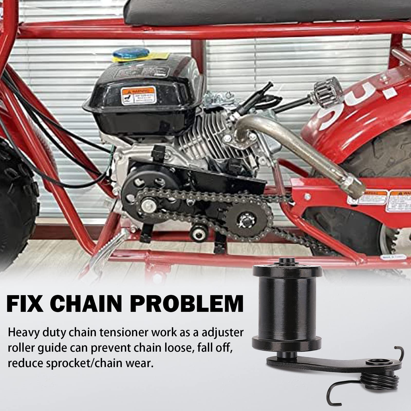 Chain Tensioner with 1-3/4'' Roller for Coleman Mini Bike BT200X CT200U Trail CT200U-EX MiniBike TrailMaster Massimo MB200 Hensi