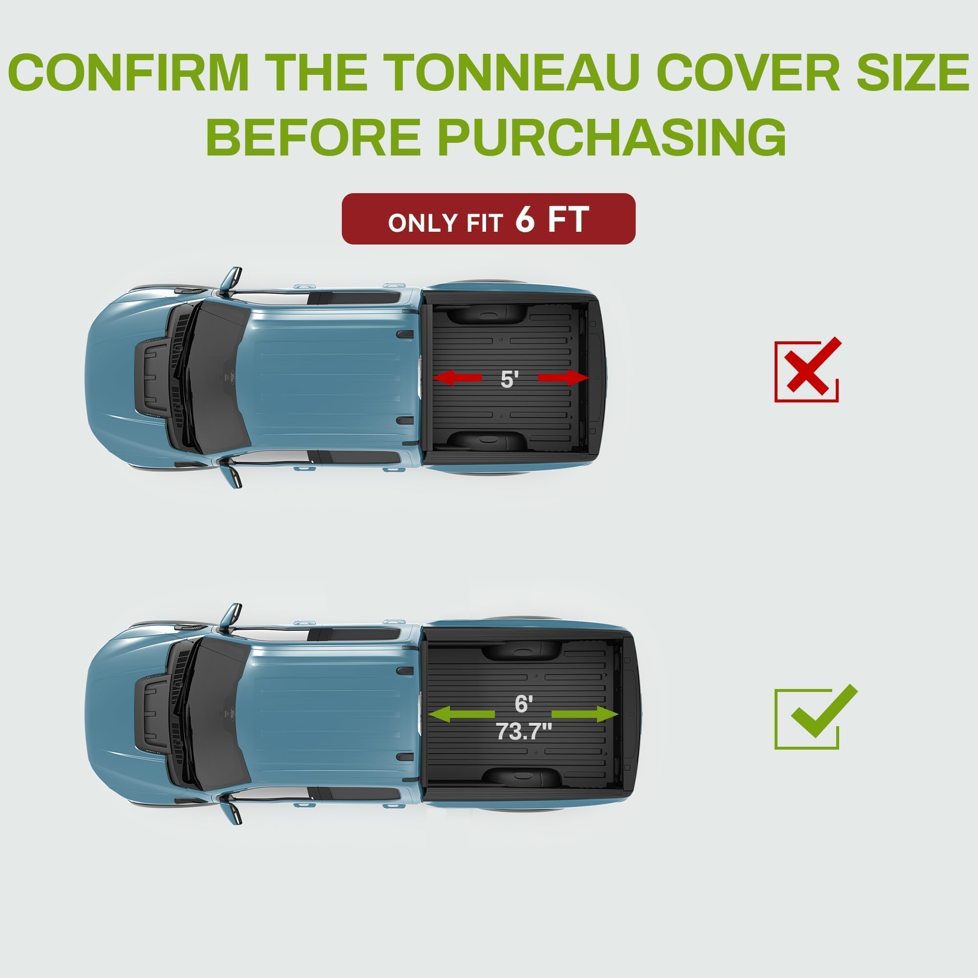 Autosaver88 Soft Tri-Fold Truck Bed Tonneau Cover Fits For Toyota Tacoma 2016-2023 (Excl. Trail Edition) 6Ft Bed