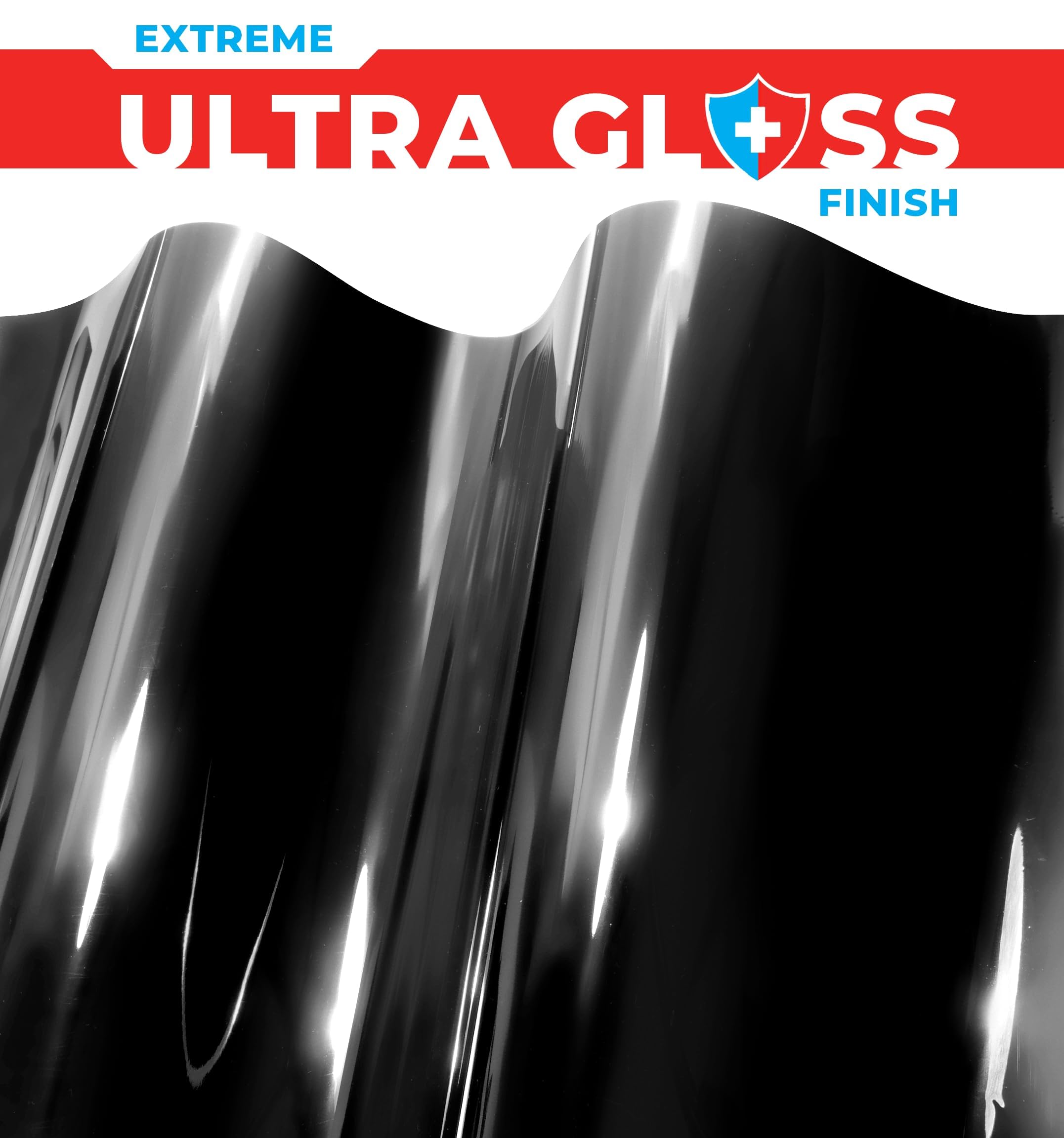 Colorfusion Ppf By Vvivid, Gloss Piano Black Dry Apply Ppf Vinyl Car Wrap Roll 20Ft X 5Ft