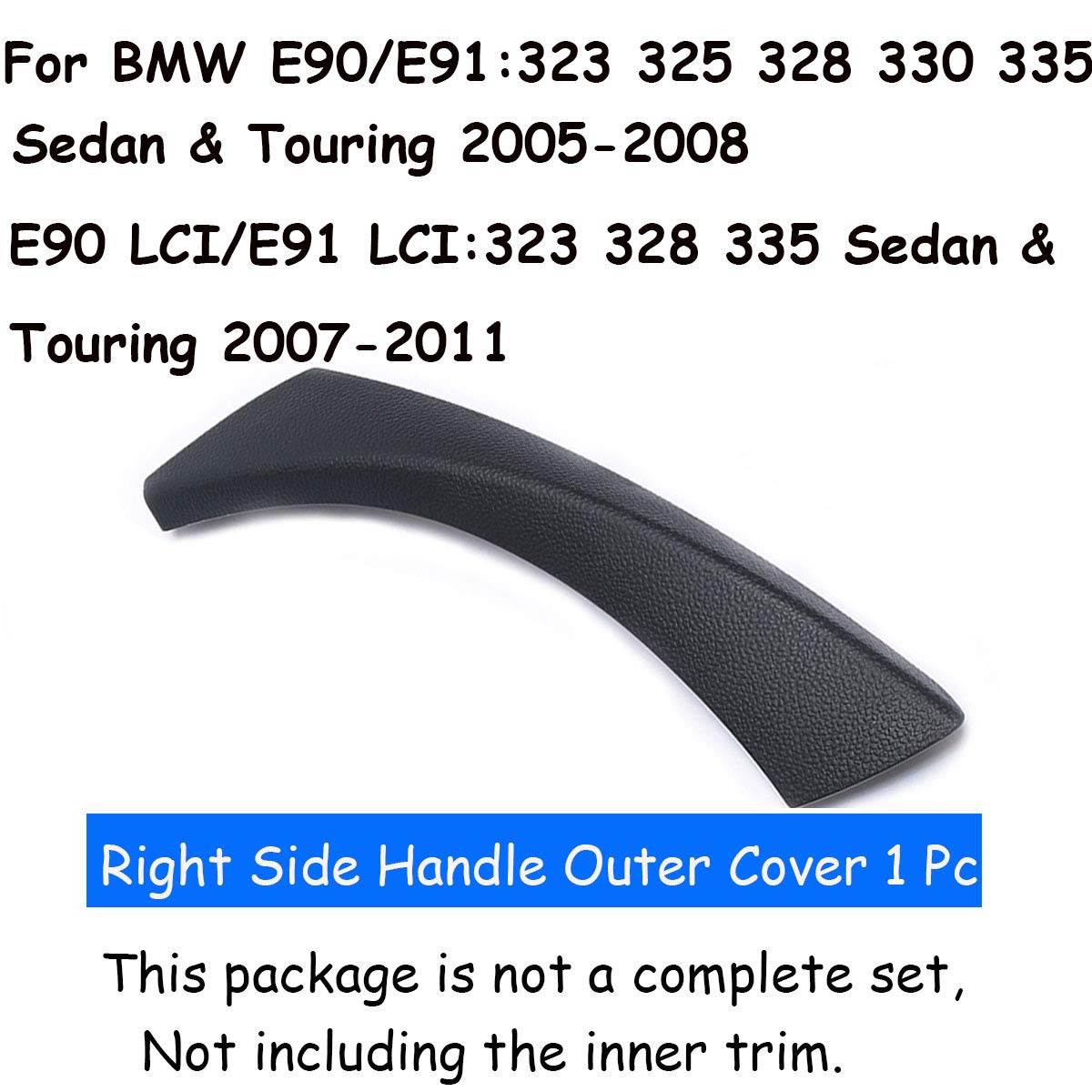 Ttcr-Ii Compatible With Bmw 3 Series Door Handle Cover 2006-2012, Half Part 1 Pc For E90 E91 Door Pull Handle Replacement Fits 3