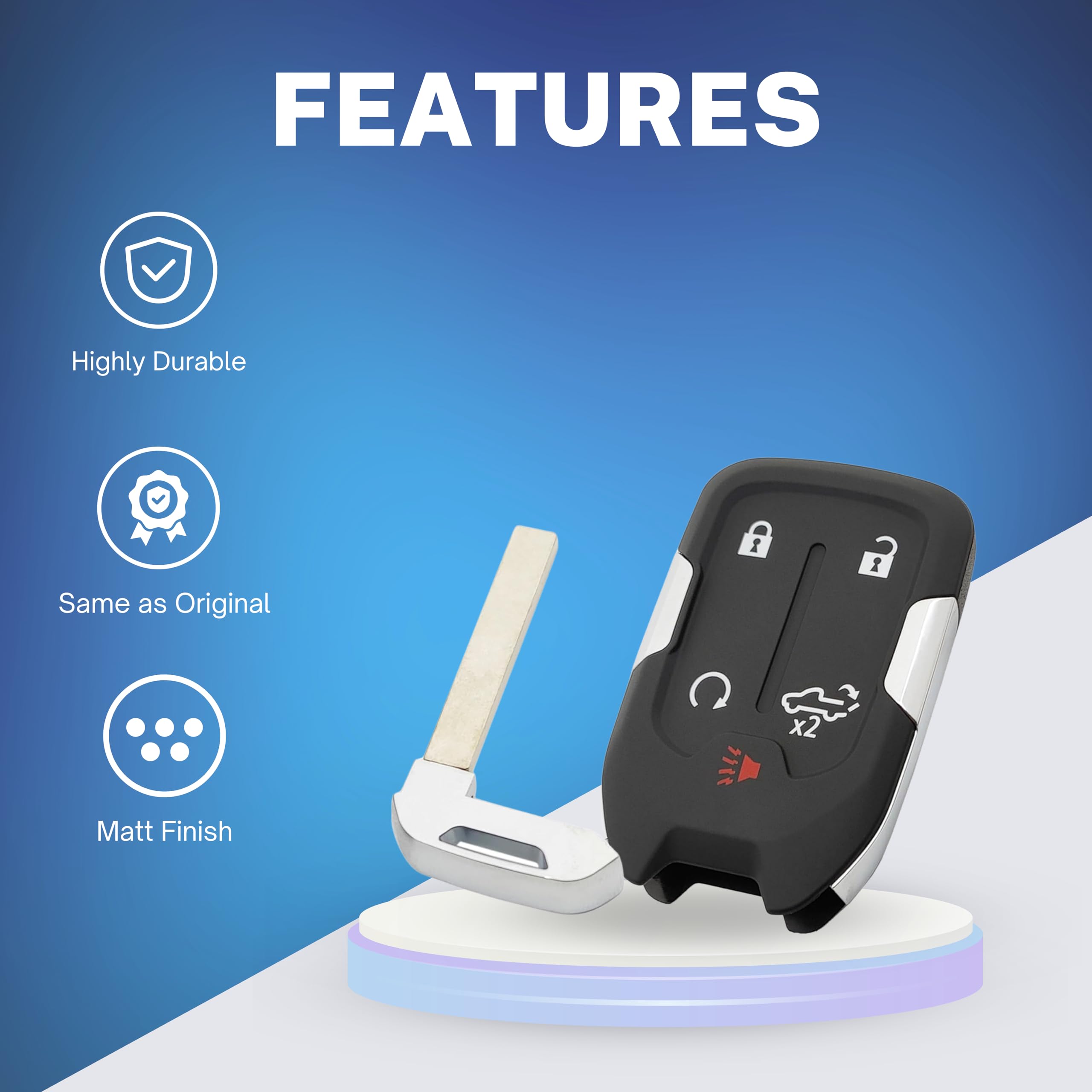 Smart Key Solution Key Fob Shell for GMC Sierra & Chevy Silverado, 5 Buttons, Replacement Remote Case, 2019-2024 Models