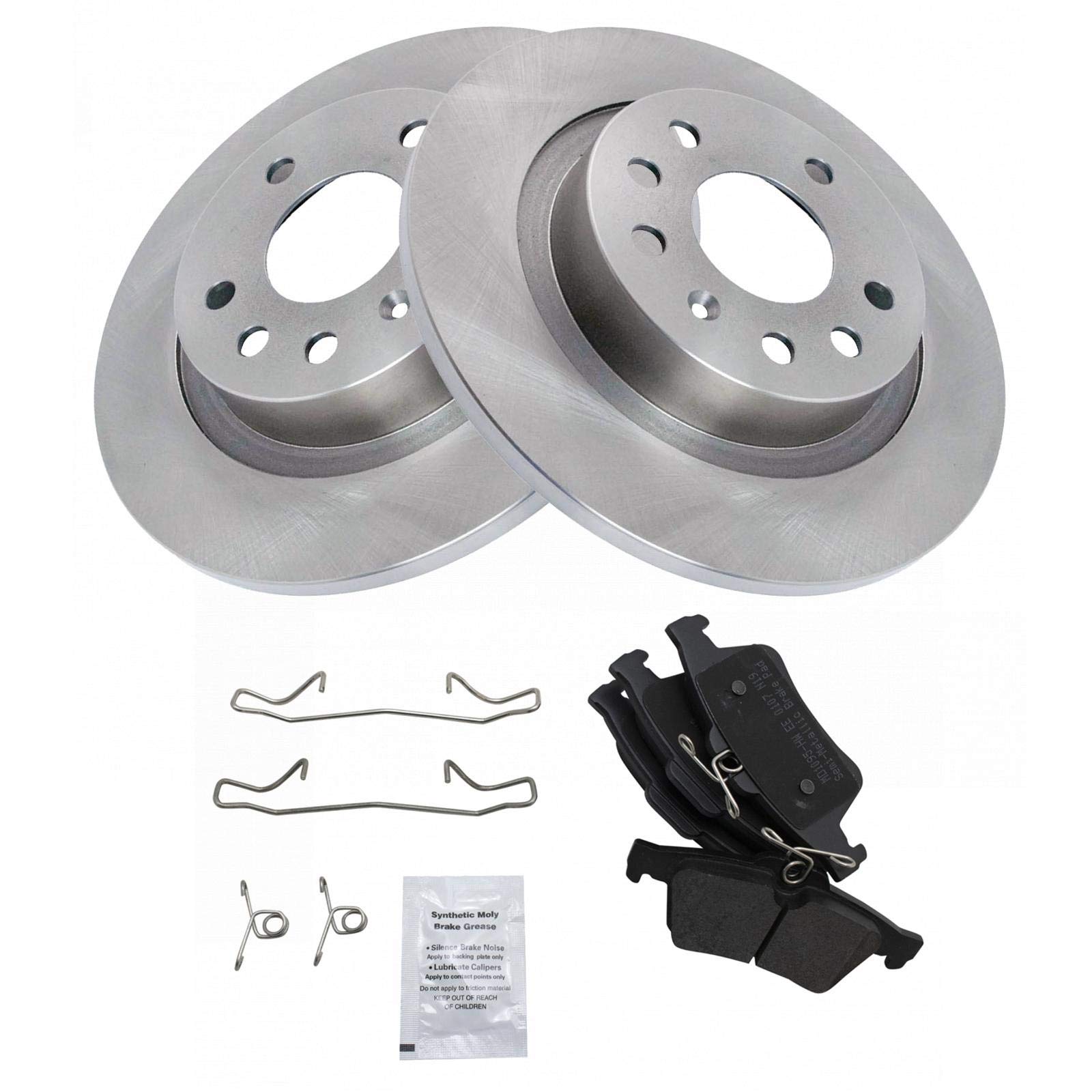 Trq Rear Brake Pad & Rotor Kit Brake Pads Brake Rotor Semi-Metallic Compatible With 2004-2011 Saab 9-3 2010 9-3X