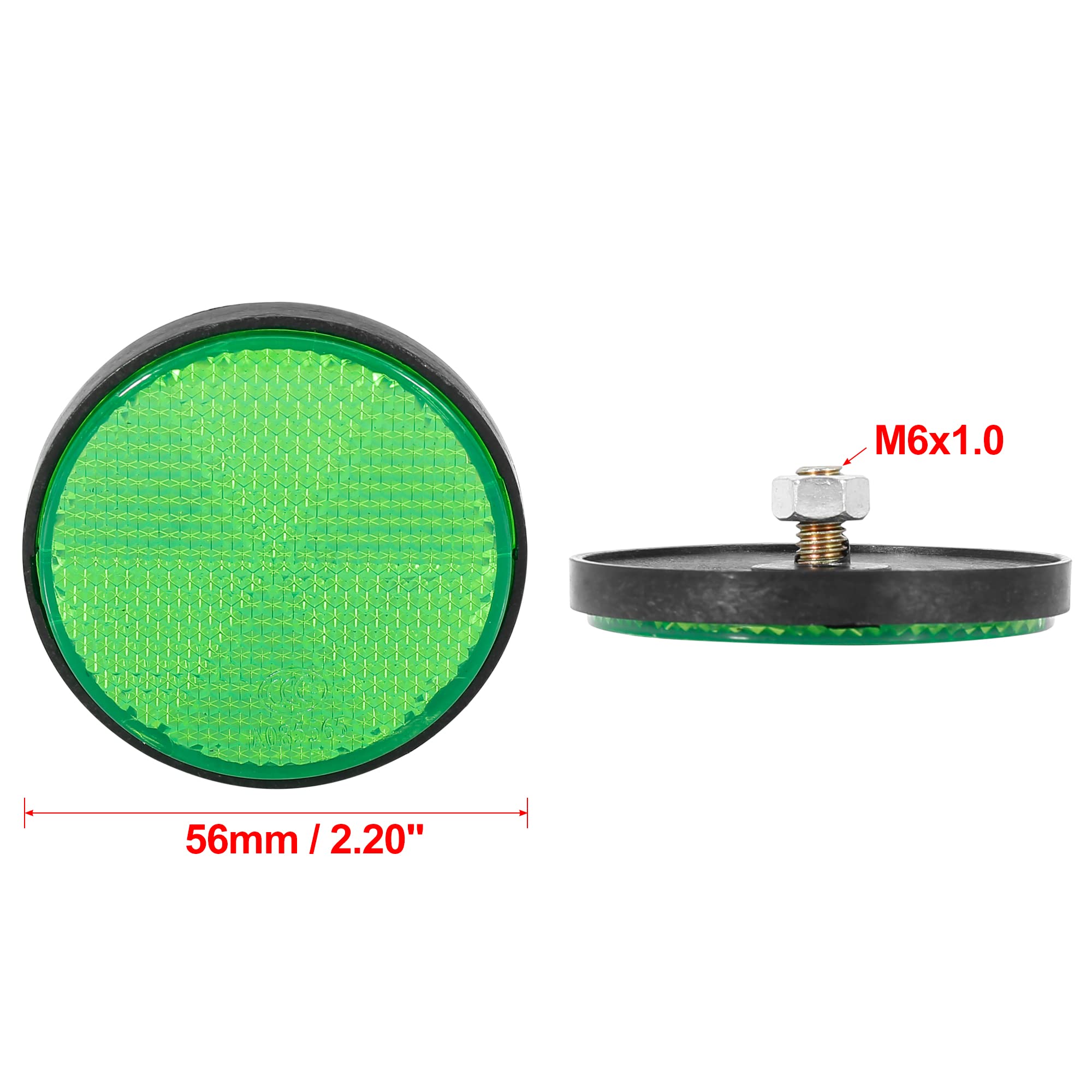 F Fierce Cycle Pair M6X1.0 Green Plastic Universal Screw Mount Reflective Warning Reflector For Motorcycle Bike
