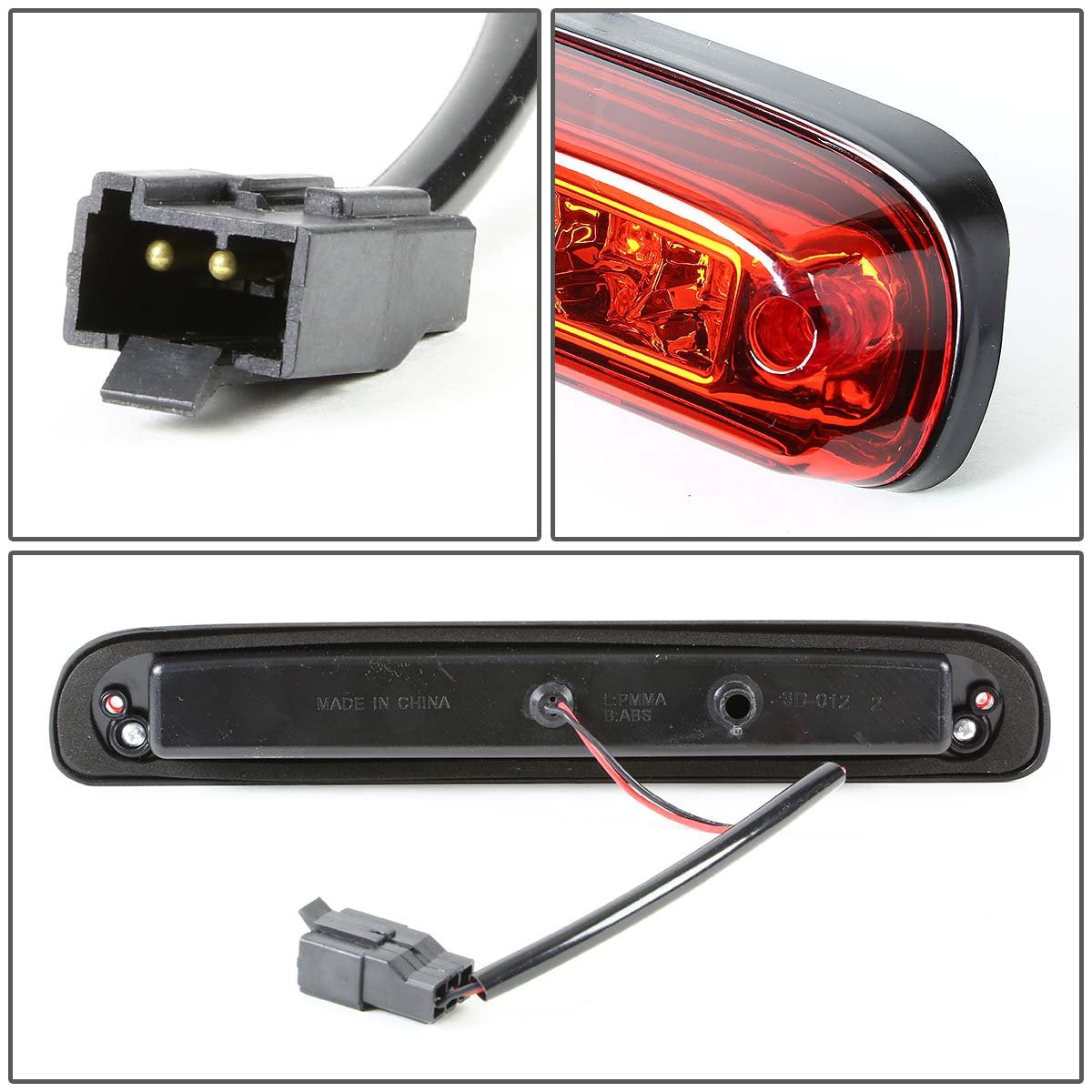 Dna Motoring 3Bl-Fran93-Led-Rd Red Lens Led Third Tail Brake Light [Compatible With 93-11 Ranger / 99-16 F250-F550 Sd / 01-05 Ex