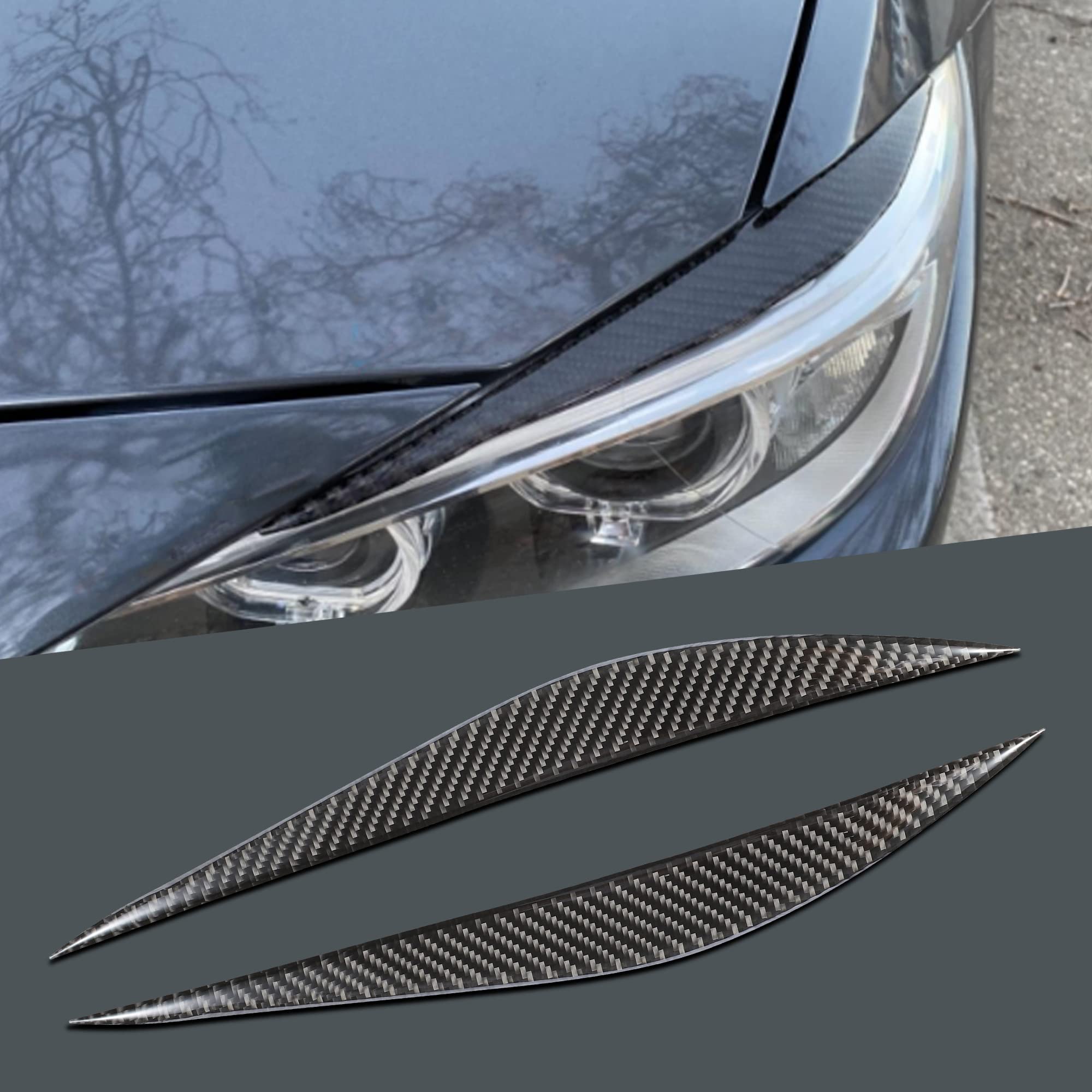 Tomall Headlight Eyelid Cover Trims Compatible With Bmw F30 Headlight Eyebrow Carbon Fiber Eyelid For 3 Series F32 F31 F36 F34 F