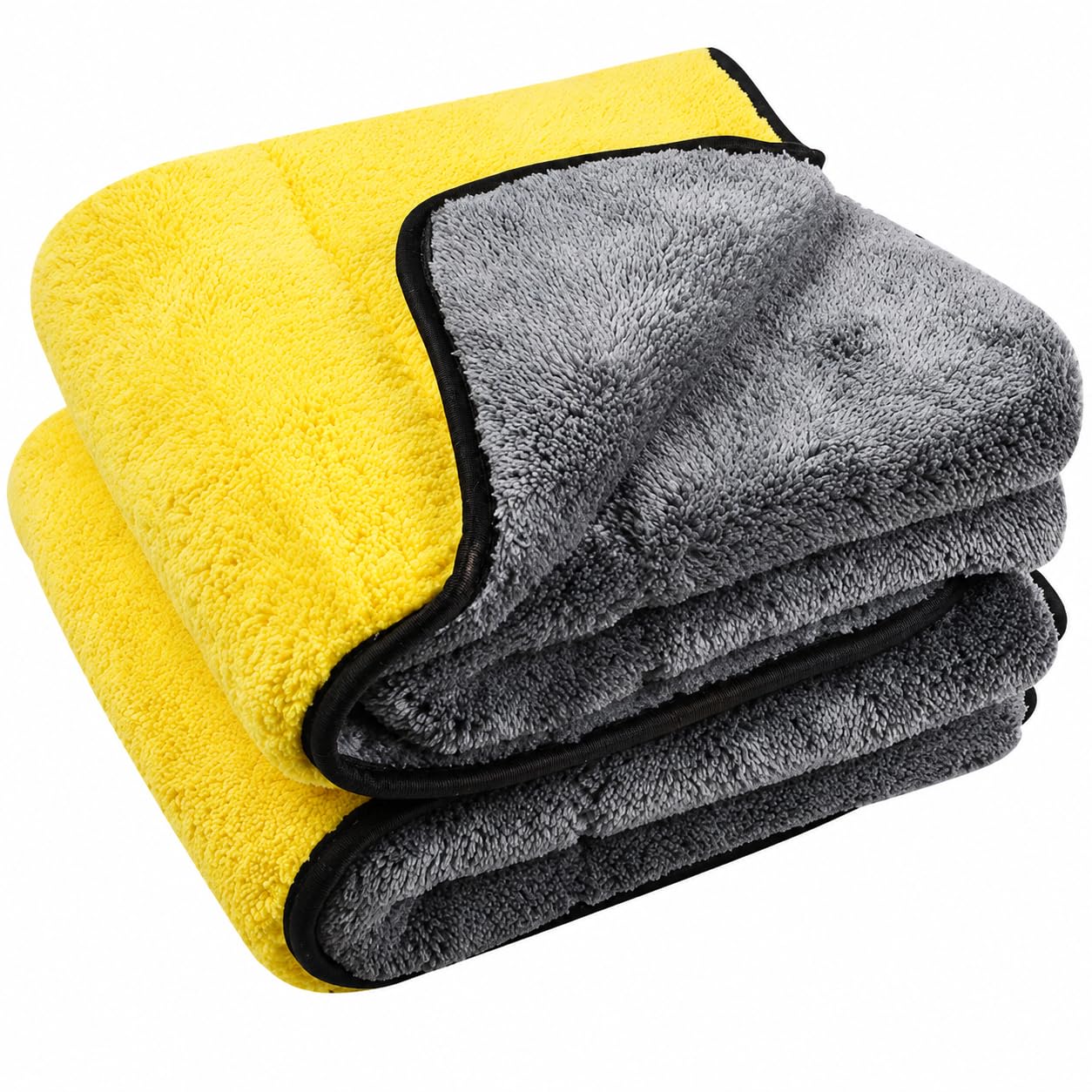 QNJLHeavy Duty Microfiber Cleaning Cloth 500 GSM  Dual Sided Extra Thick Plush Detailing Towel, LintFree ScratchFree, Highly