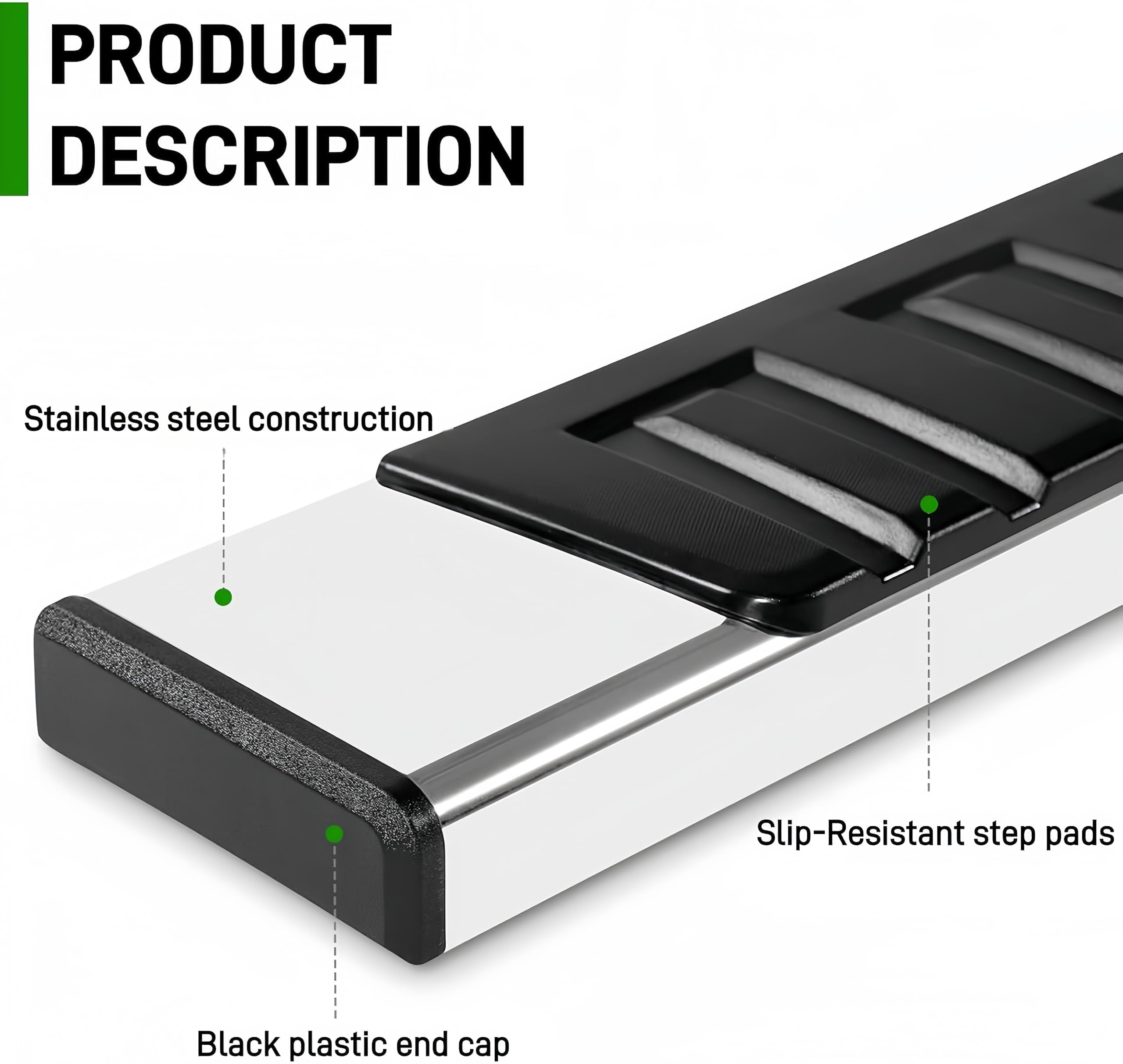 6'' Running Boards Compatible With 2015-2025 F-150 Crew Cab And 2017-2025 F-250 F-350 F-450 F-550 Super Crew Cab - Side Step Rai