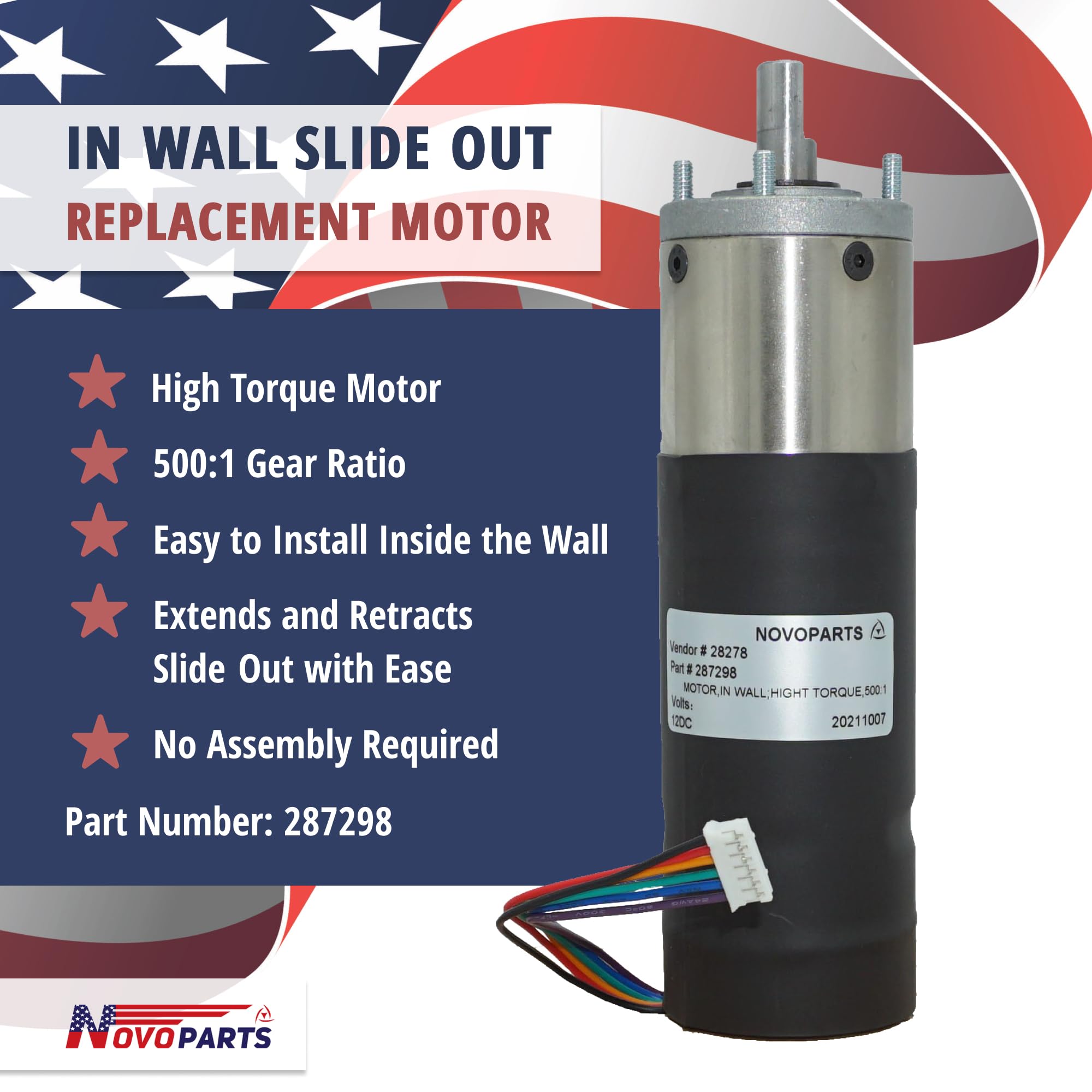 NOVOPARTS Wall Slide Out Motor 500:1 High Torque Model 287298
