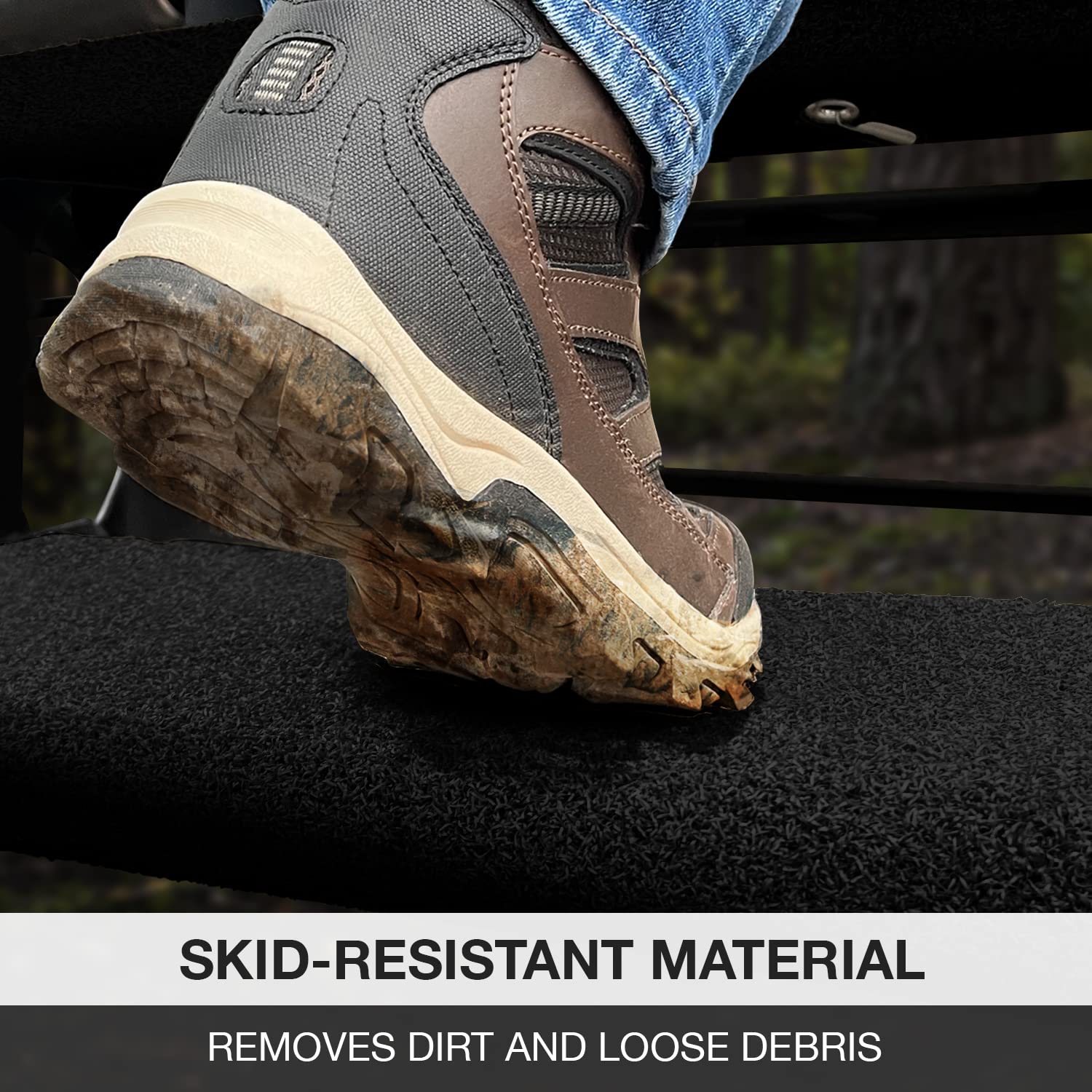Prest-O-Fit Trailhead Step Rug Set, 19.5" Wide, Obsidian Black, Fits MORryde StepAbove 3 Steps, Model 2-0518, Polyester Material