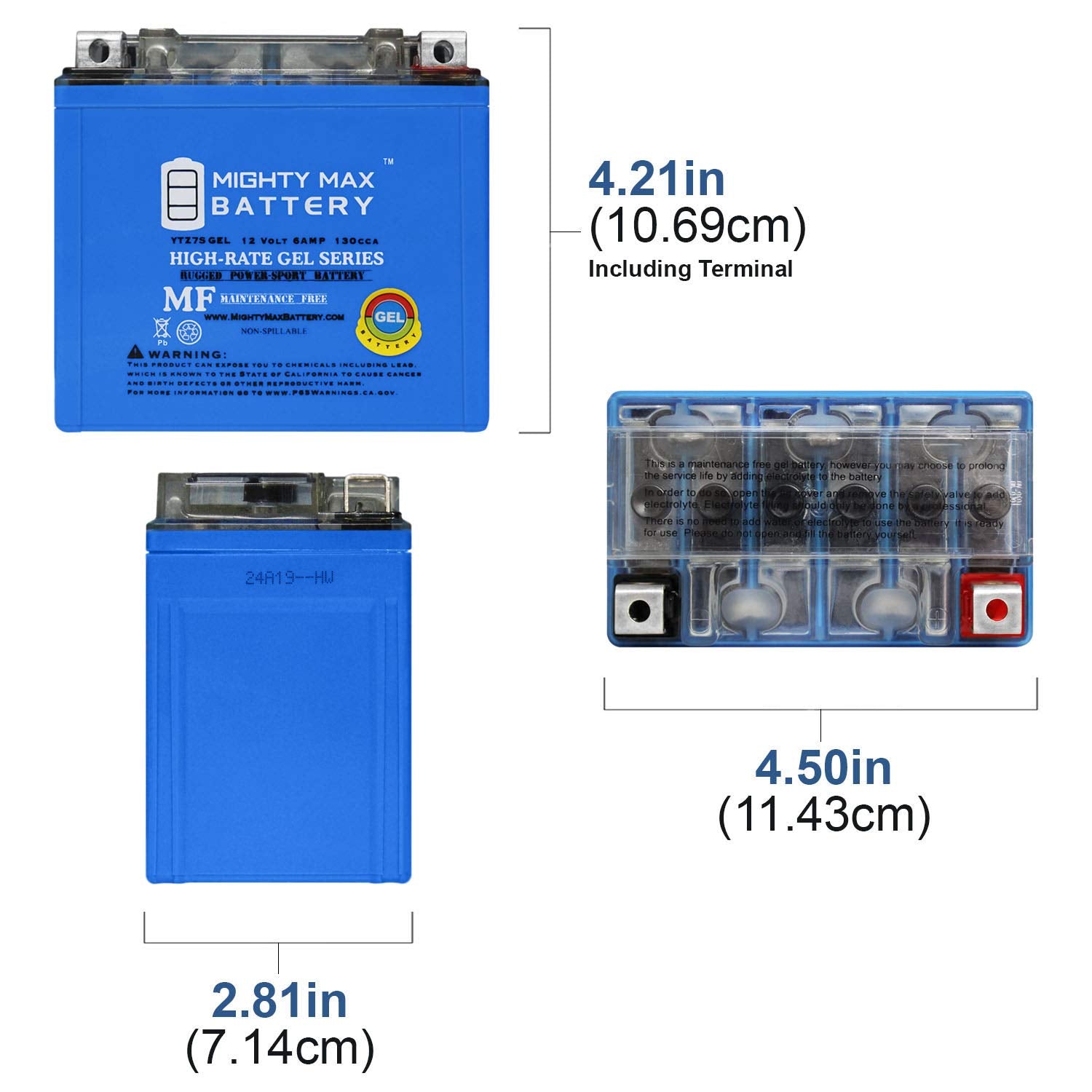 Mighty Max Battery Ytz7Sgel -12 Volt 6 Ah, Gel Type, 130 Cca, Rechargeable Maintenance Free Sla Agm Motorcycle Battery