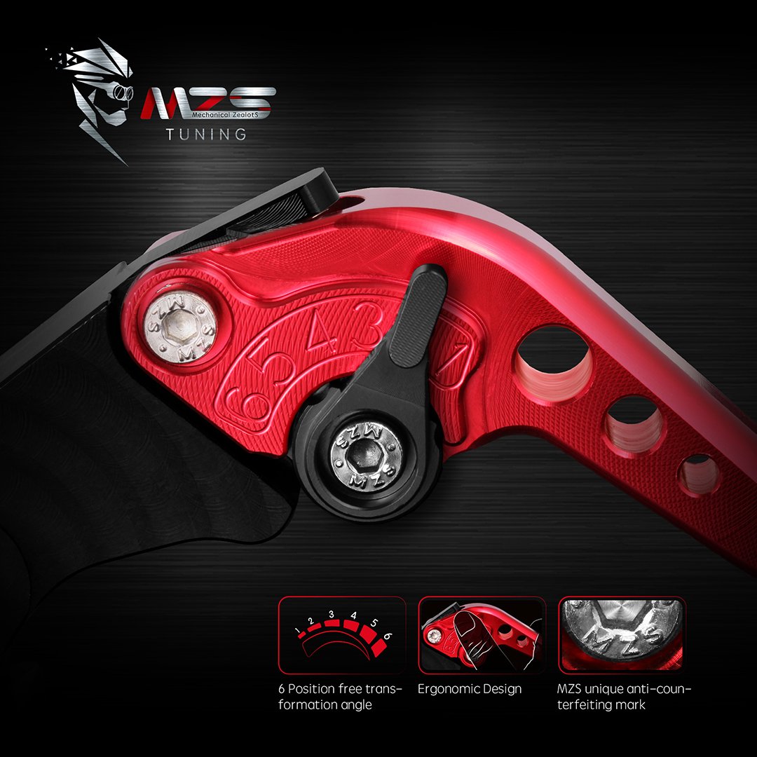 Mzs Red Motorcycle Brake Clutch Levers Adjustable Short Cnc Compatible With Cb1100 Cb1100Ex 13-17 / Vf750S Sabre 82-86 / Vfr750