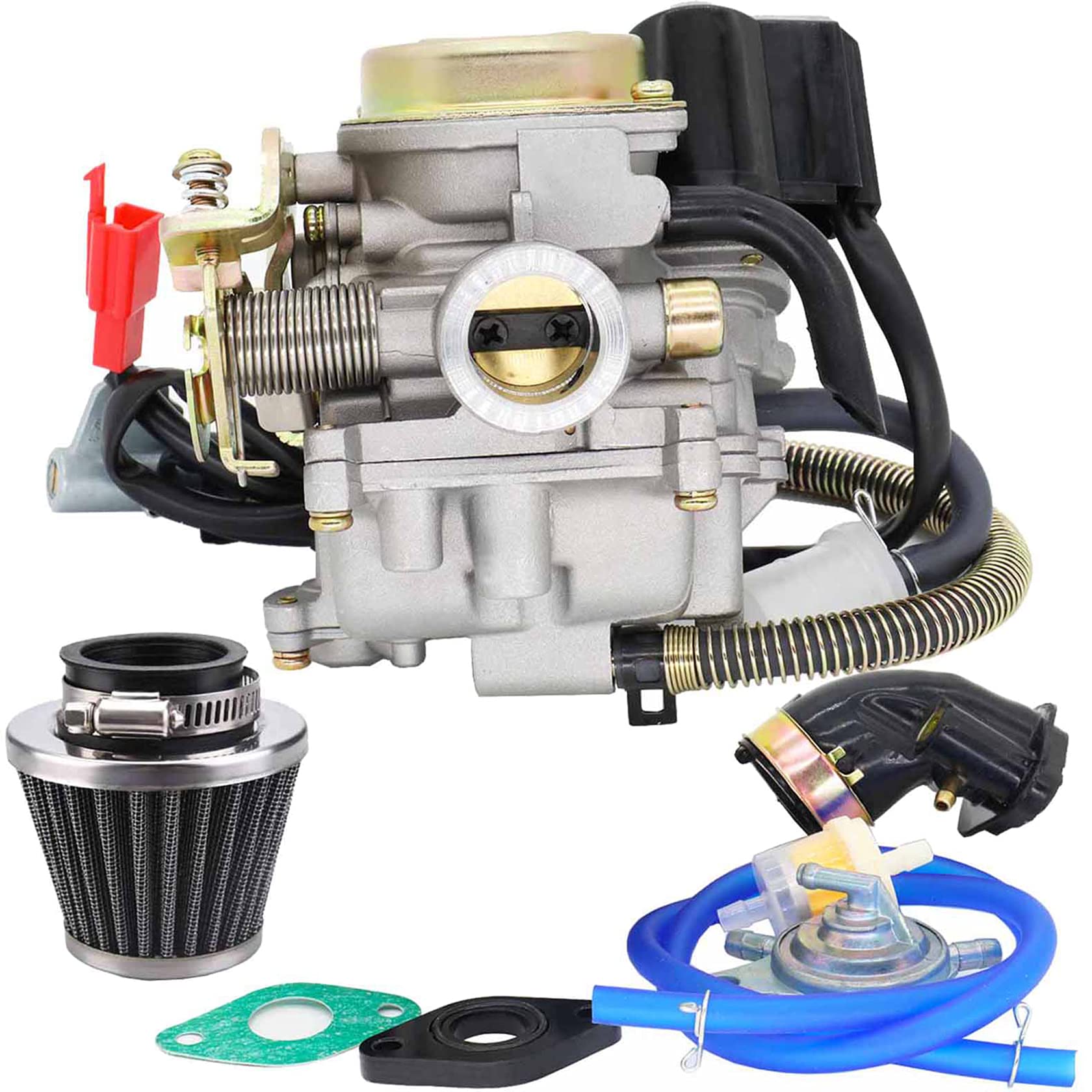 GY6 50CC 49CC Carburetor with Air Filter Intake Manifold Replacement for 139QMB 4 Stroke Scooter ATV Moped Go Kart Taotao Engine