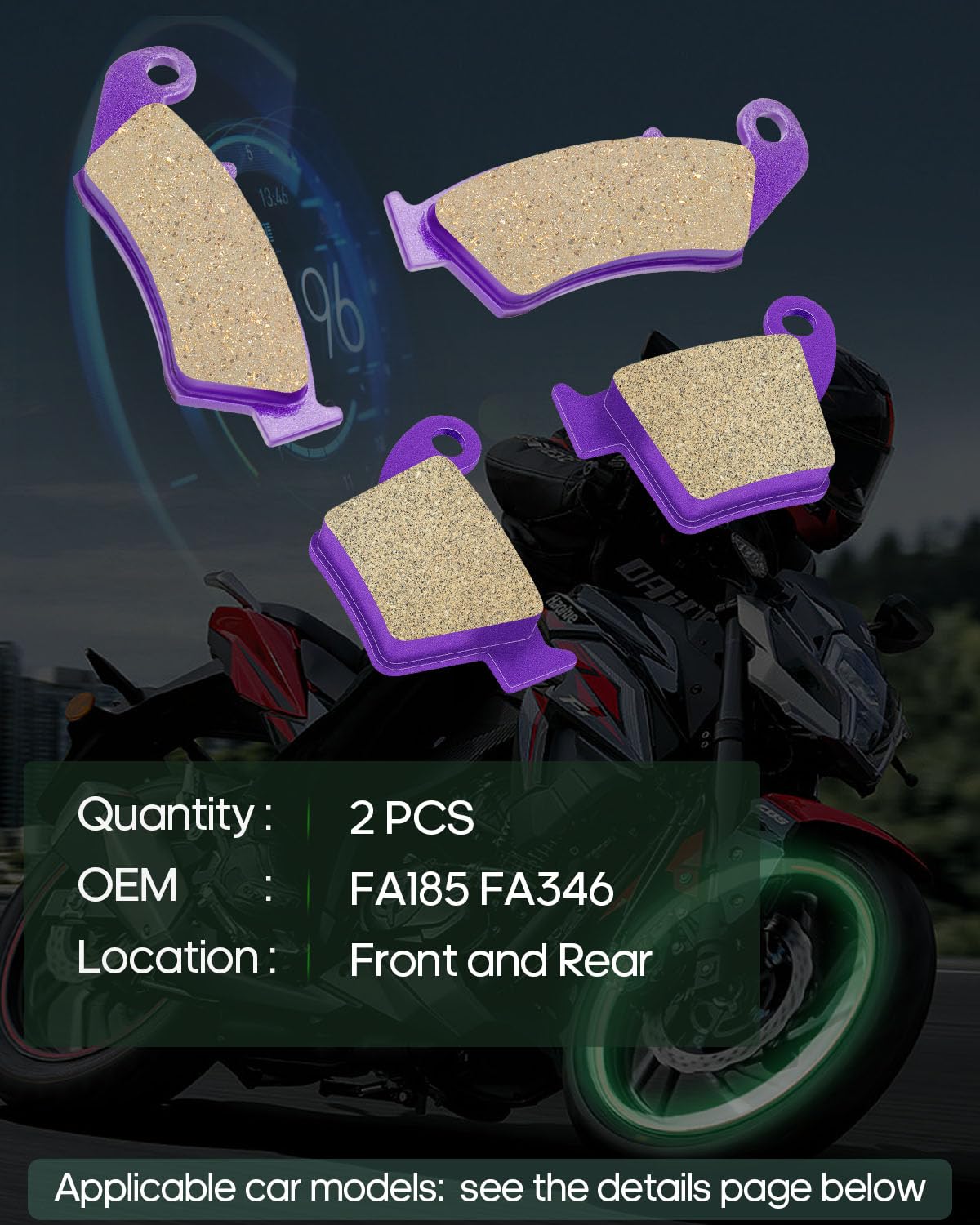 Scitoo Carbon Fiber Brake Pads Fit For 2002-2012 For Honda Cr125R, For Honda Cr250R, For Honda Crf250R, For Honda Crf250X, For H