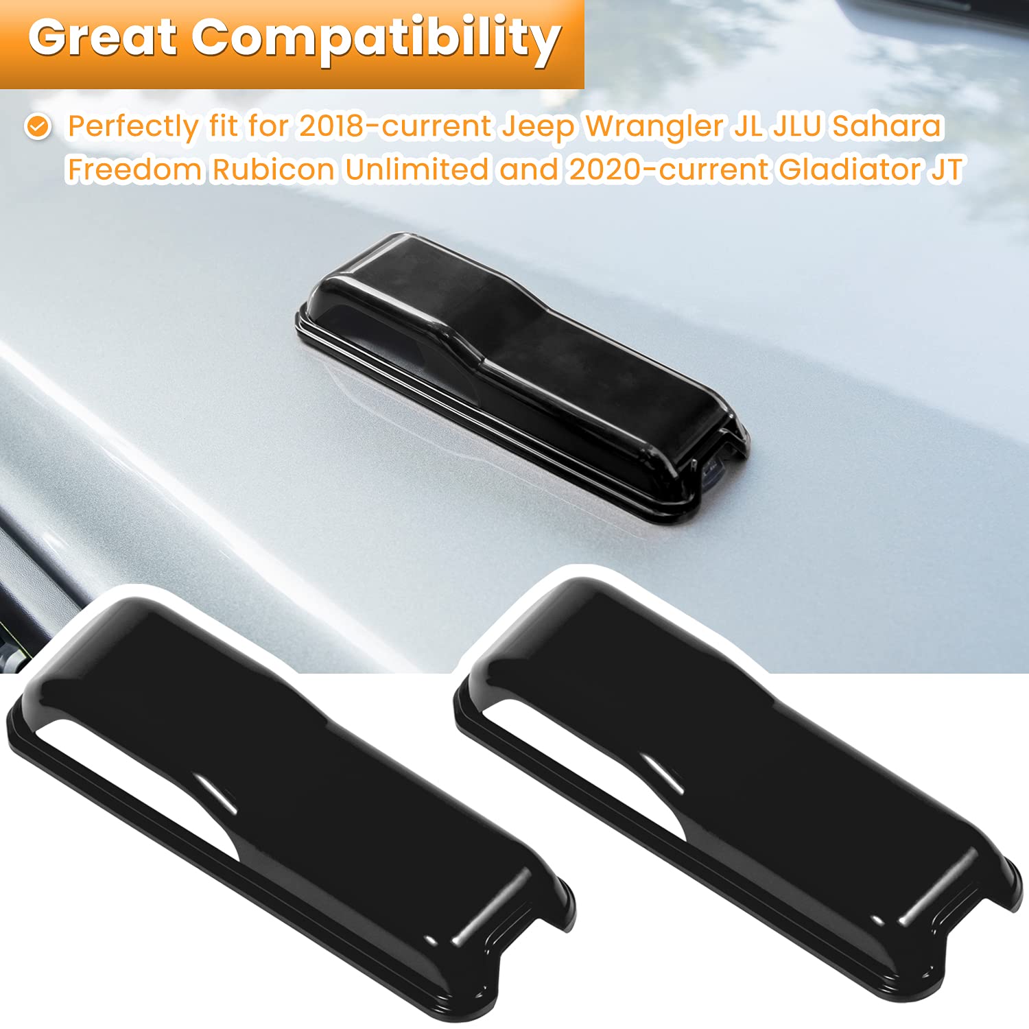 Engine Hood Hinge Cover Trim Exterior Accessories Decoration For 2018-2025 Jeep Wrangler Jl Jlu Sports Sahara Freedom Rubicon Un