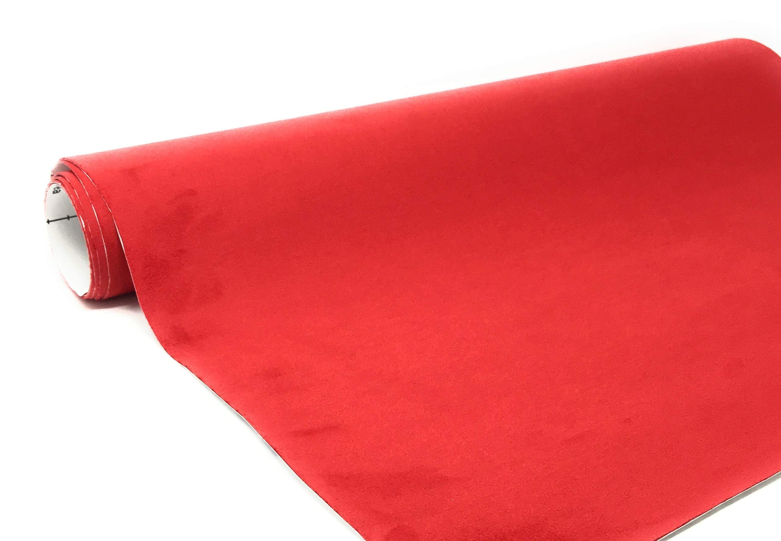 Jnk Networks Suede Fabric Wrap - Self Adhesive Film Sticker 16 X 55 Inches Silky Decal Sheet For Car Interior Furniture Upholstery Diy Elastic Stretch Peel And Stick Rose Red