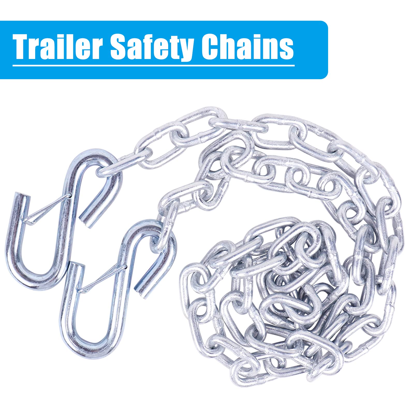 Tnyeobae 48 '' Trailer Safety Chain With 2Pcs 5/16 '' Spring Hook, Grade-30 Metal Safety Chain Kit 7000 Lbs(Pack Of 2)