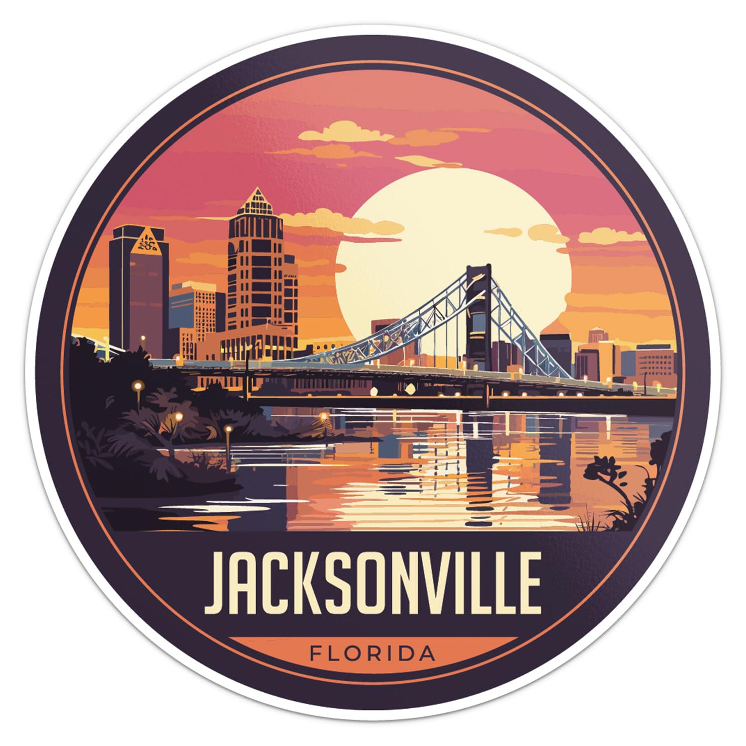 Jacksonville City Sticker - Waterproof Vinyl Decal for Car Bumper, Laptop, Water Bottle, Wall, and Window, Size - 5'' Longer Sid