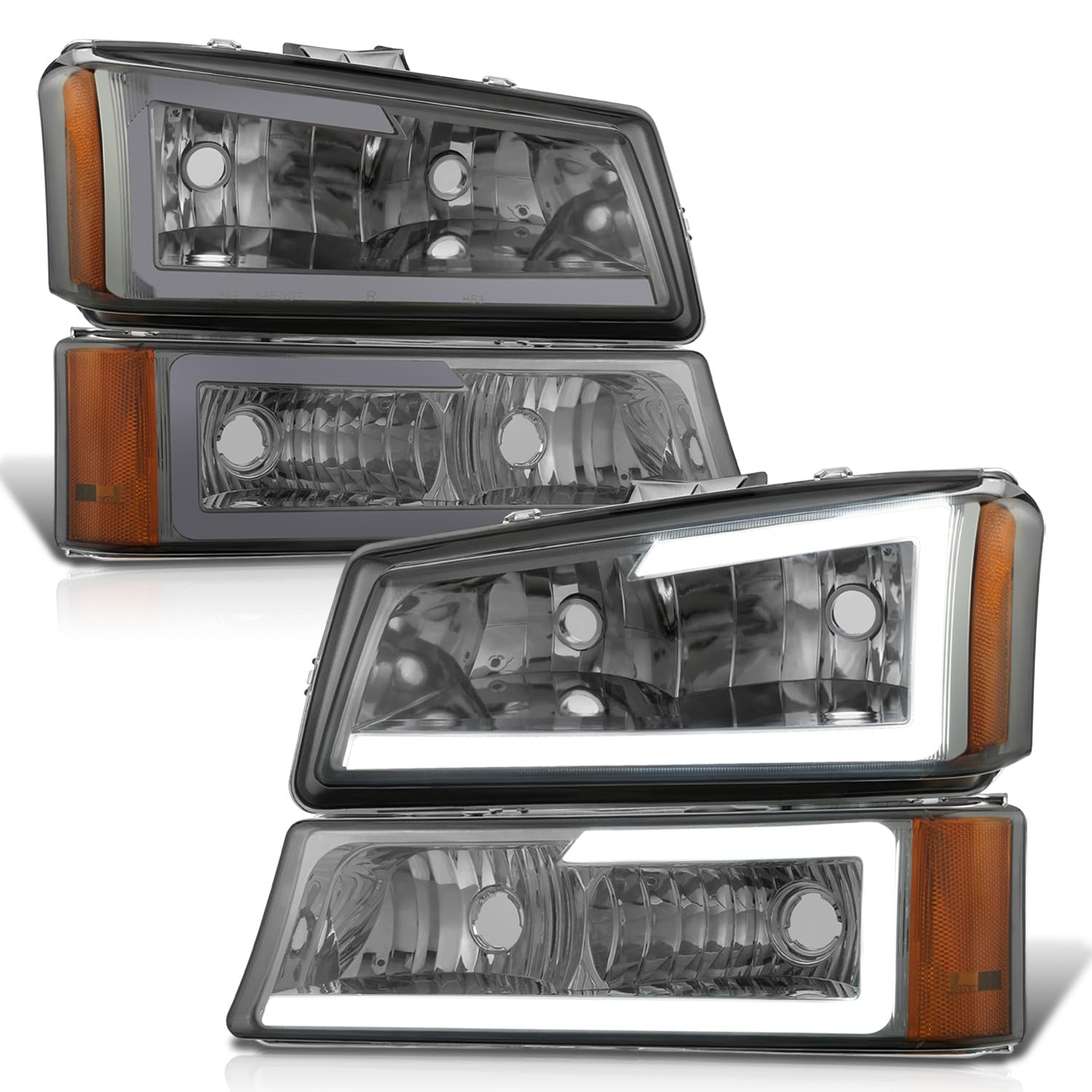 Dna Motoring 3D Led Drl Headlight Bumper Lamp Set Compatible With 03-06 Silverado 1500-3500 1500Hd 2500Hd / Avalanche 1500 2500,