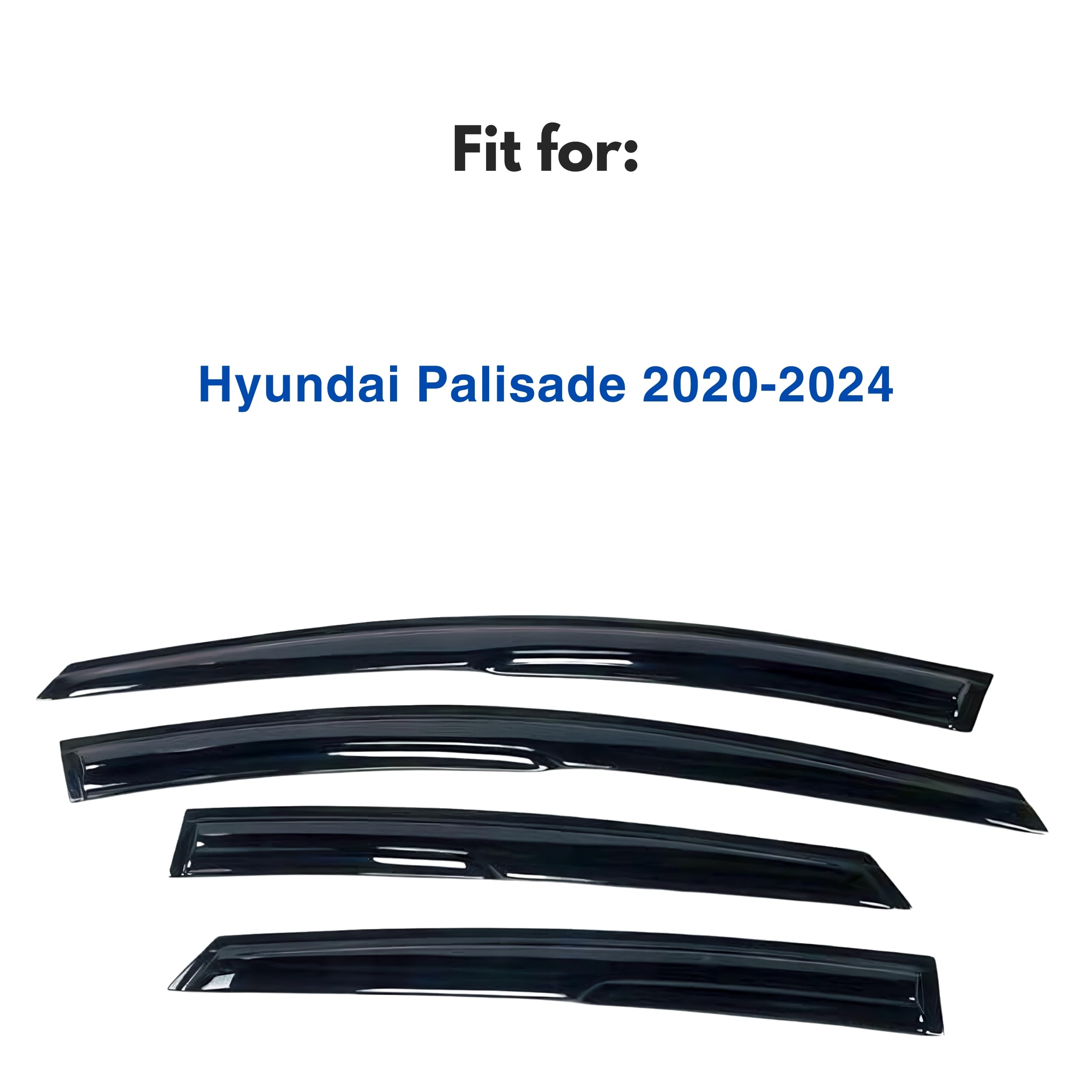 Ig Window Visor For Hyundai Palisade 2020-2024, Rain Guard Tape-On Extra Durable Sun Wind Side Vent Window Deflector Mugen Style