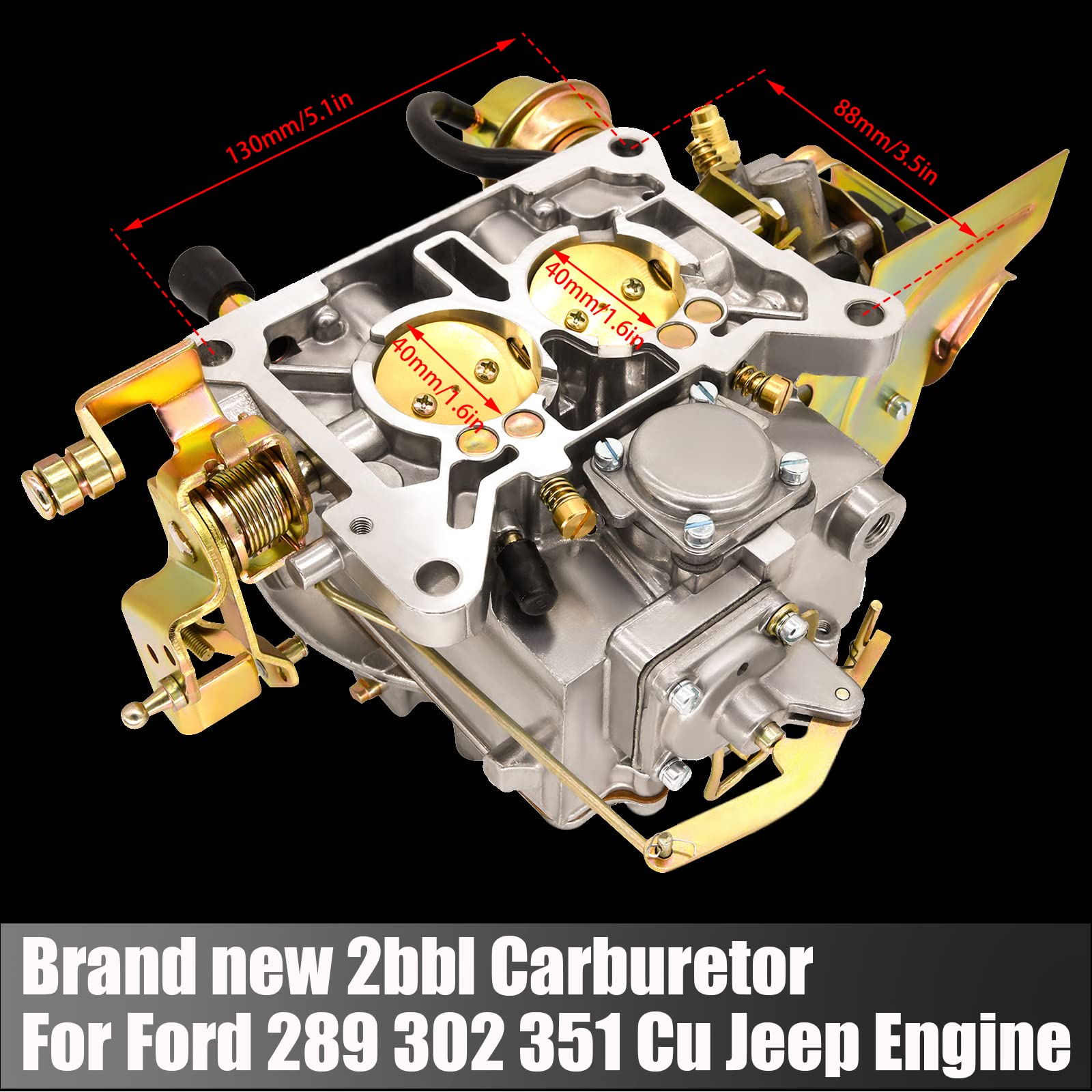 BOOTOP PIN 2 Barrel Carburetor 2100 2150 for Ford F100 F250 F350 & Jeep - Electric Choke, Mounting Gasket Included, Model 289 Carb