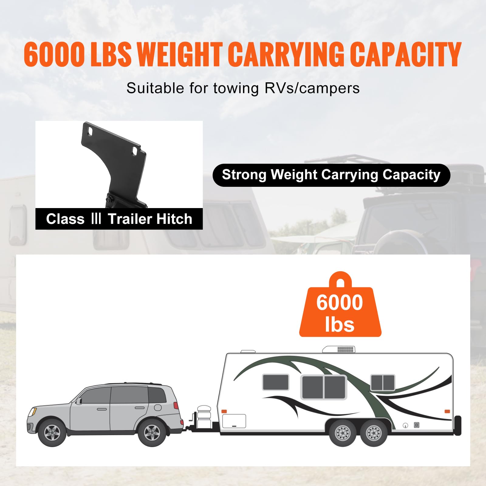 Vevor Class 3 Trailer Hitch, 2-Inch Receiver, Q455B Steel Tube Frame, Compatible With 2011-2022 Jeep Grand Cherokee, Multi-Fit Hitch To Receive Ball Mount, Cargo Carrier, Bike Rack, Tow Hook, Black