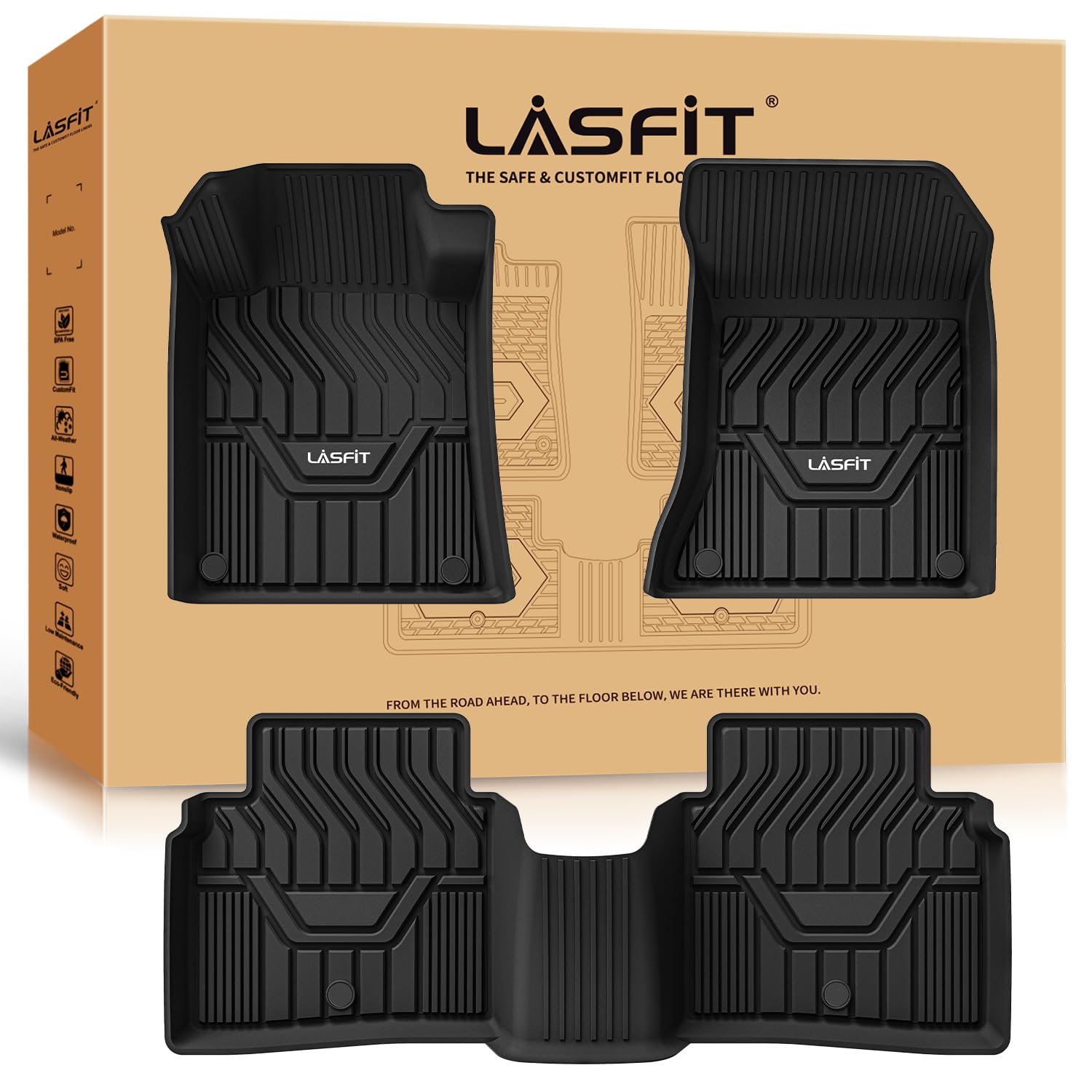 Lasfit Floor Mats For Nissan Altima 2019-2025, Custom Fit All Weather Protection Tpe Easy Clean Odorless Anti-Slip Floor Liners
