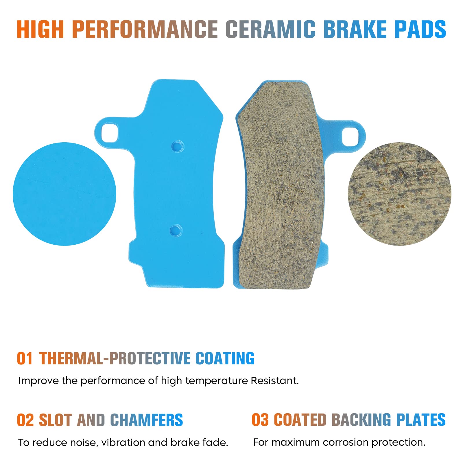 Youxmoto Ceramic Brake Pads 2008-2022 Fit For Harley Road King/Electra Glide/Street Glide, Front and Rear Brake Pads, Fit For Ha