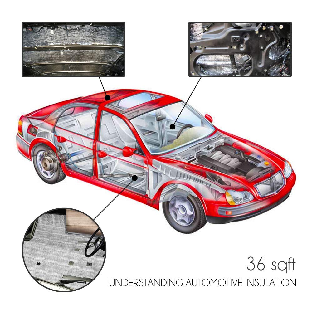 Pyle Premium Car Insulation Audio Sound Deadening Material , Foam Self-Adhesive And Automotive Dampening Mat, 36 Sqft (Pnvbd3621