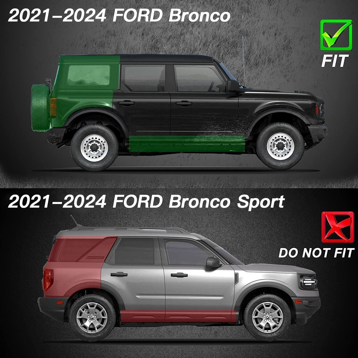 Smanow Running Boards Step Bars Compatible With 2021-2025 Ford Bronco 4 Door Suv. Black Side Steps Step Bars Rock Sliders. Truck Running Boards Made With Carbon Steel.