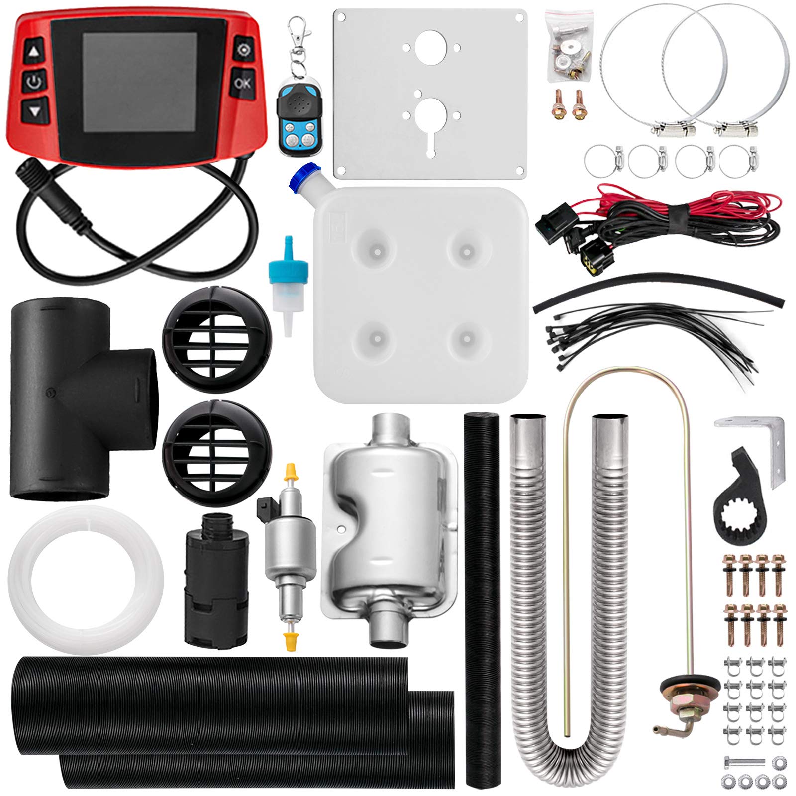 Fiberfly 8KW Diesel Air Heater with 15L Tank, LCD Thermostat & Remote Control for Bus, Boat, and Motor-home