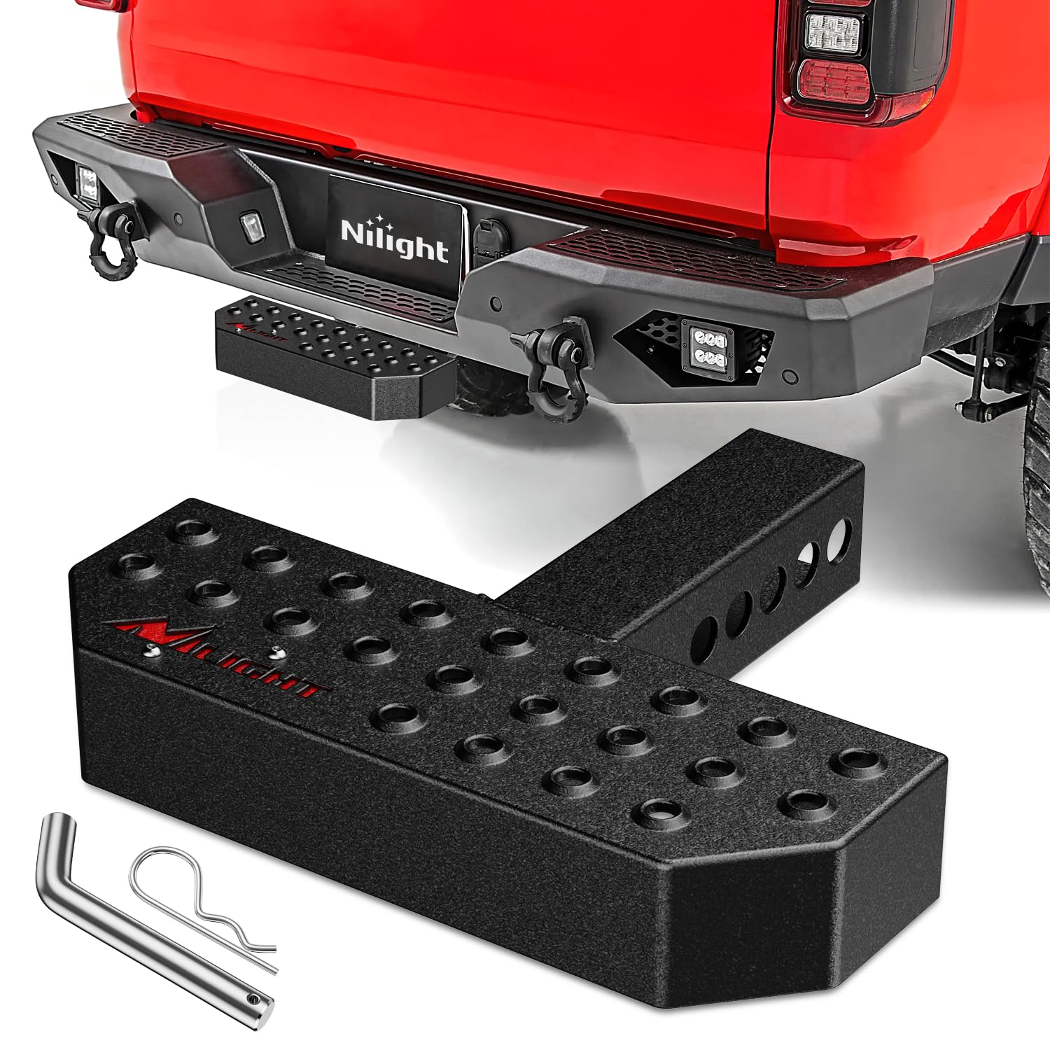 Nilight Folding Heavy Duty Tire Step For Truck, Suv And Rv, Non-Slip Steel Surface, Adjustable To Fit Tire From 10    To 14    R