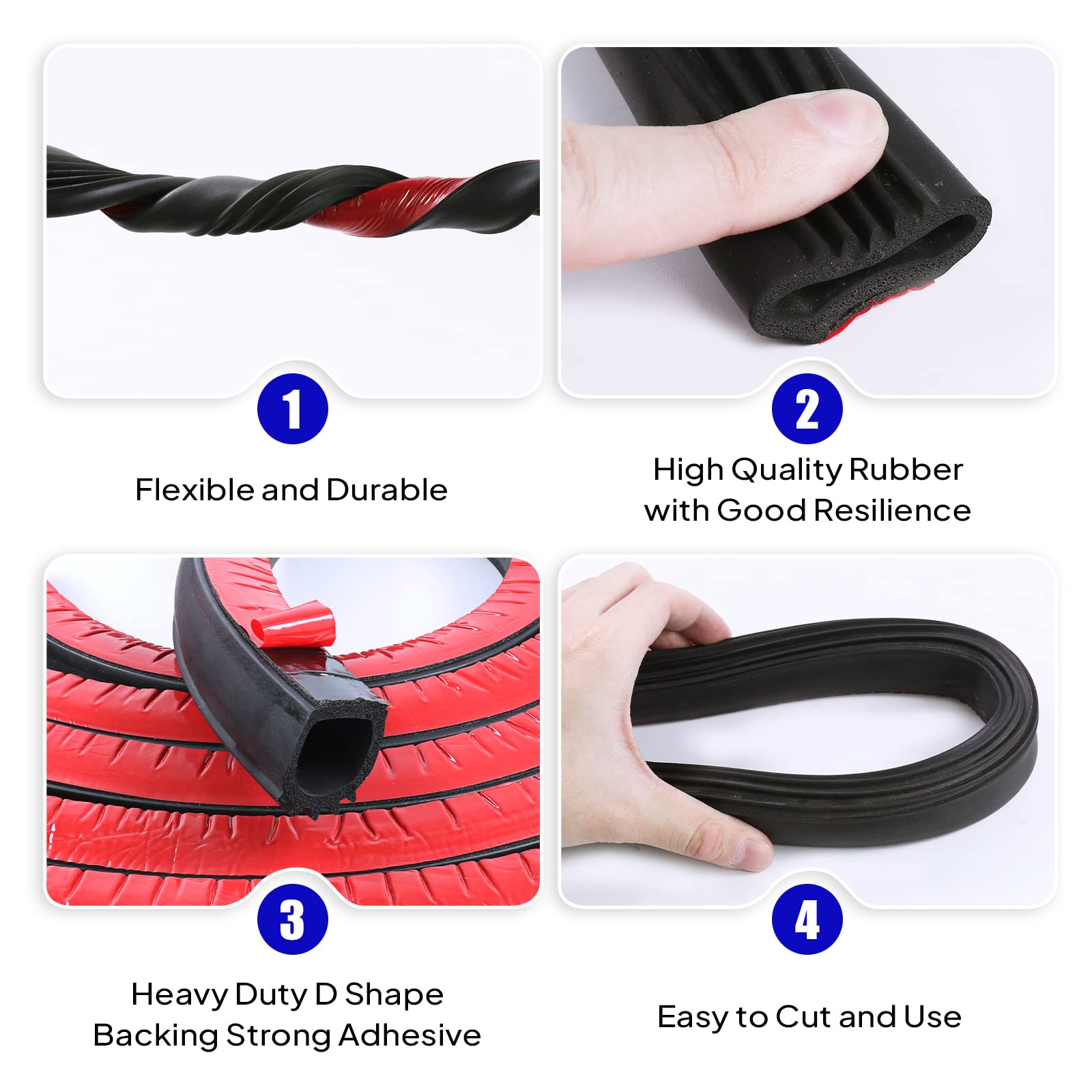 D Shape Door Rubber Seal Strip,1'' Rv Slide Out Seal Self-Adhesive Epdm Rubber,Heavy Duty Automotive Weather Stripping For Fill
