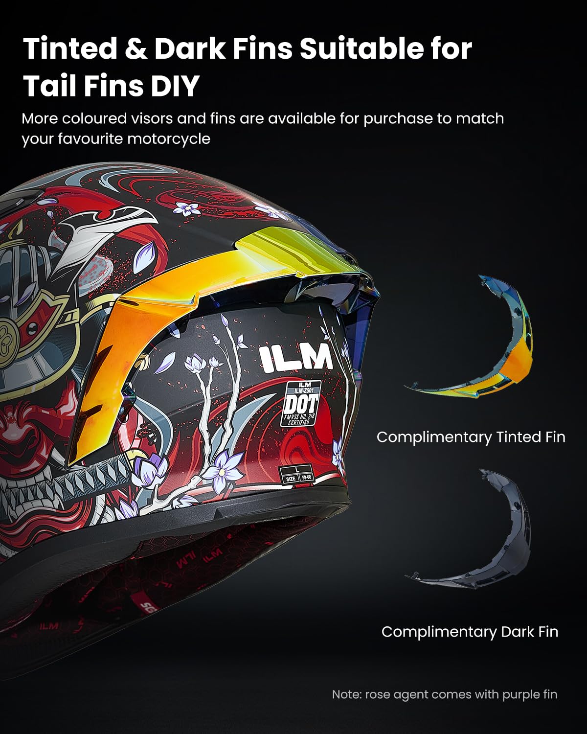 Ilm Motorcycle Helmet Full Face With Pinlock Compatible Clear&Tinted Visors And Fins Street Bike Motocross Casco Dot Model Z501(Armor Red, X-Large)