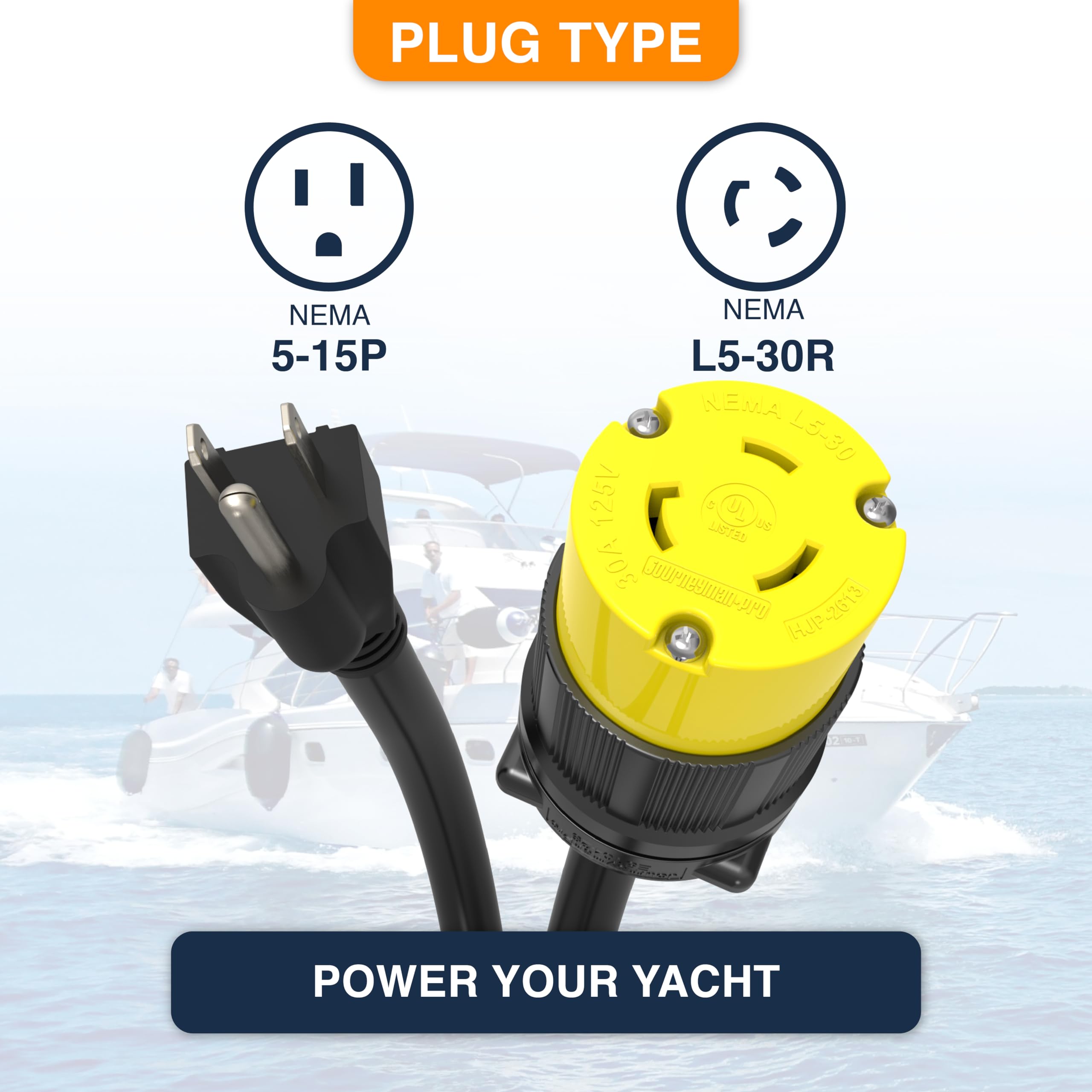 15 To 30 Amp 110 Volt Rv Power Cord Adapter By Journeyman Pro, 15A Male Plug (5-15P) Converts To 30A Female Connector (Tt-30R) 2