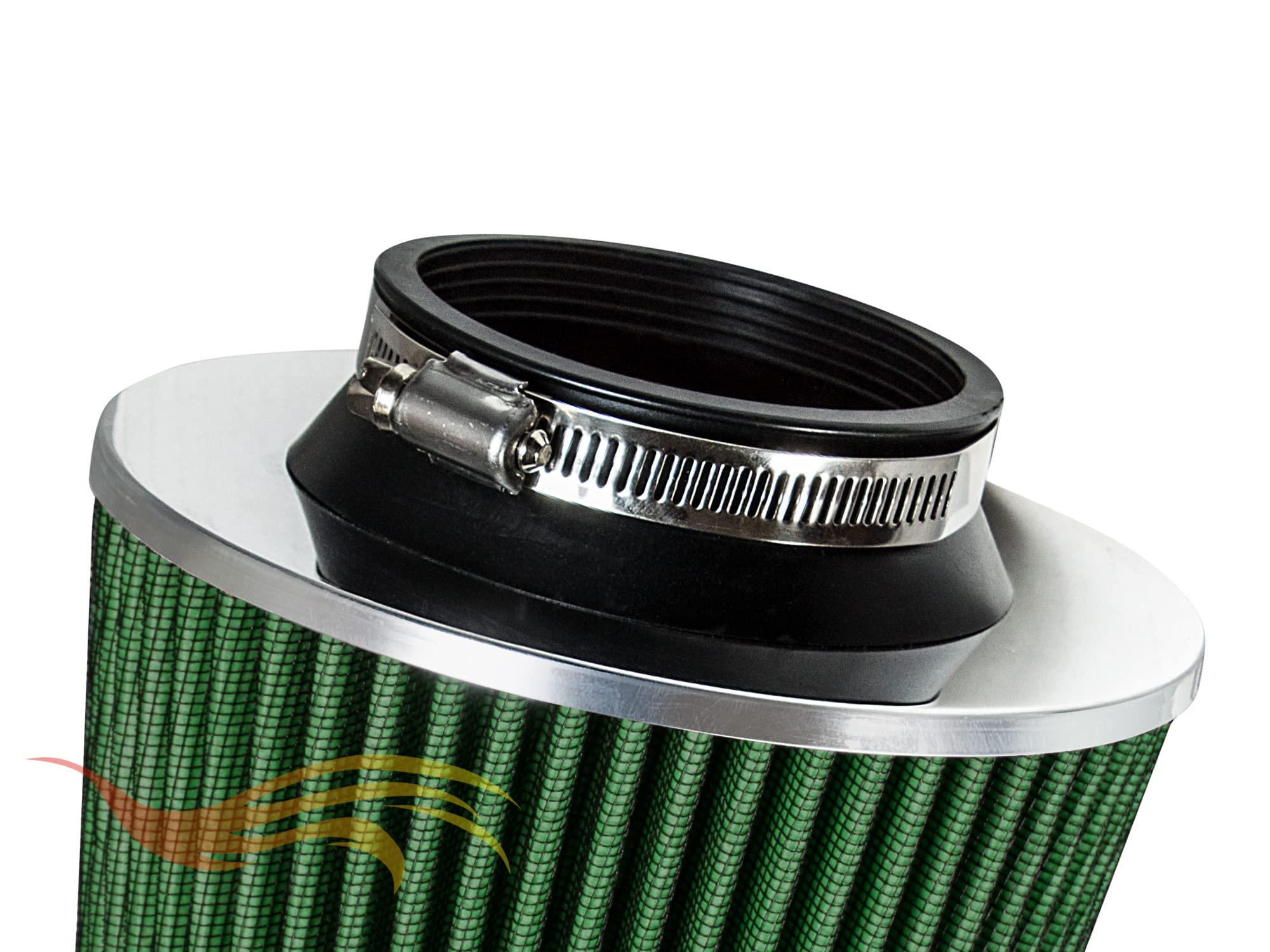 Green 3'' 76 Mm Inlet Cold Air Intake Cone Replacement Quality Performance Washable Clamp-On Dry Air Filter