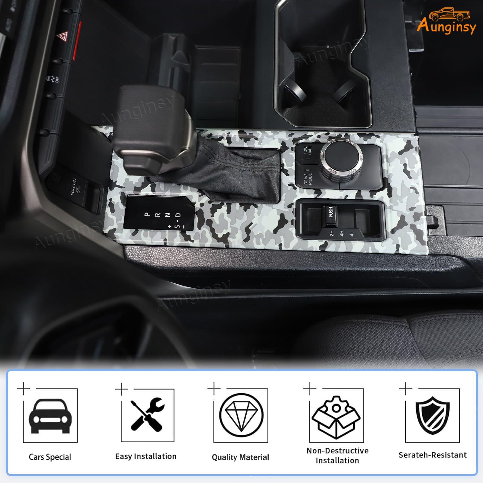 Car Central Control Gear Shift Panel Trim Cover Compatible With Toyota Tundra/Sequoia 2022 2023 2024 2025 Car Gear Shifter Conso
