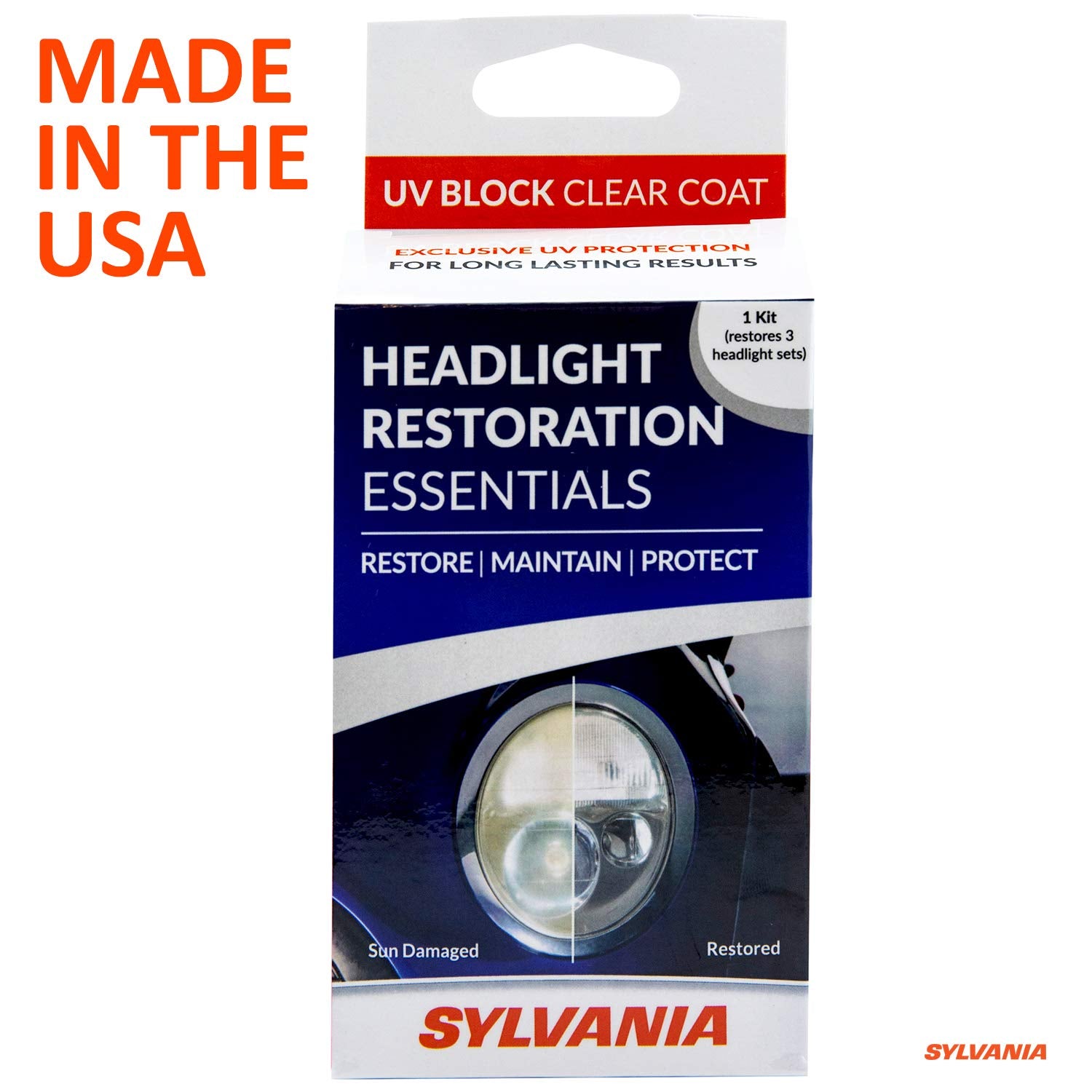 SYLVANIA Headlight Restoration Kit - UV Block Clear Coat, Surface Activator, 1 Fl Oz