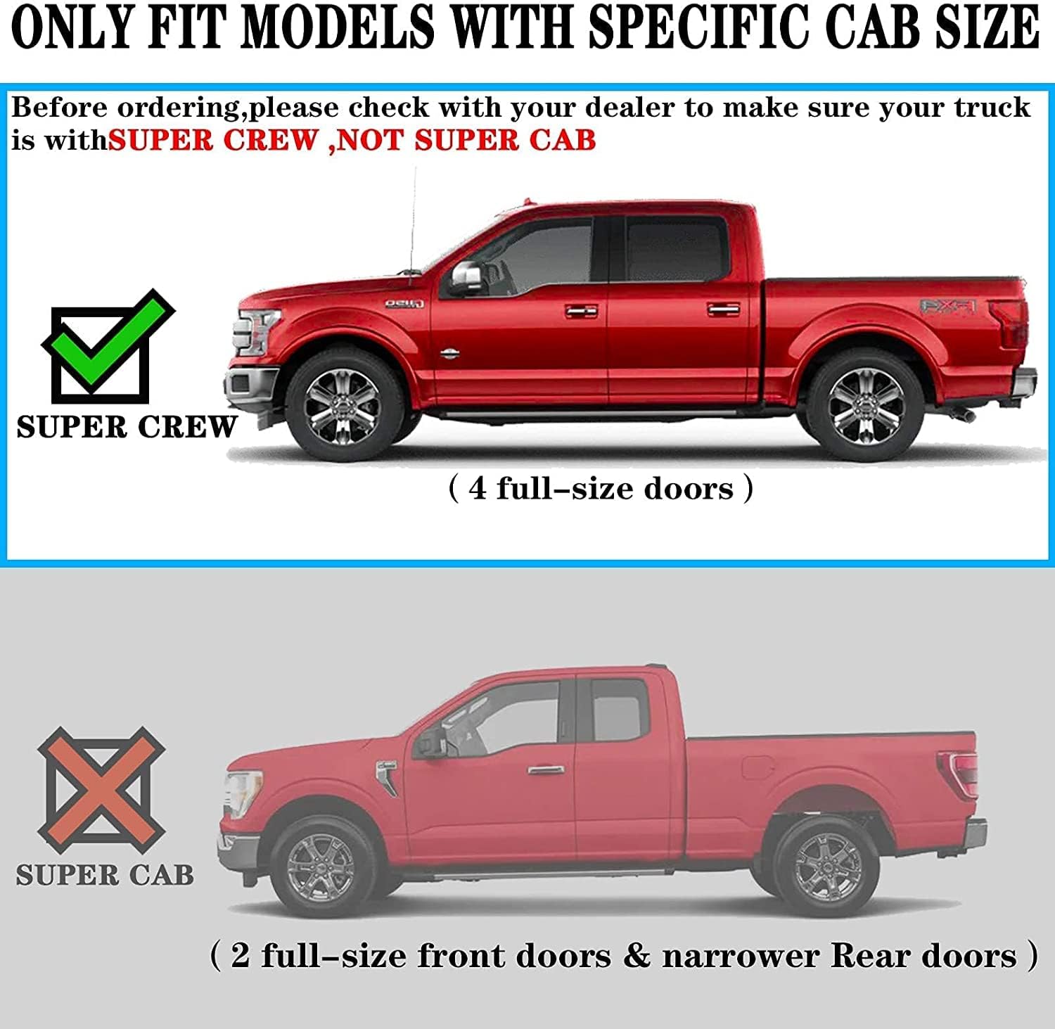 COMNOVA Running Board Nerf Bar for 15-23 Ford F150 Superduty, 6" Wide, Black Carbon Steel, OE Style Brackets, Crew Cab (4 Doors)