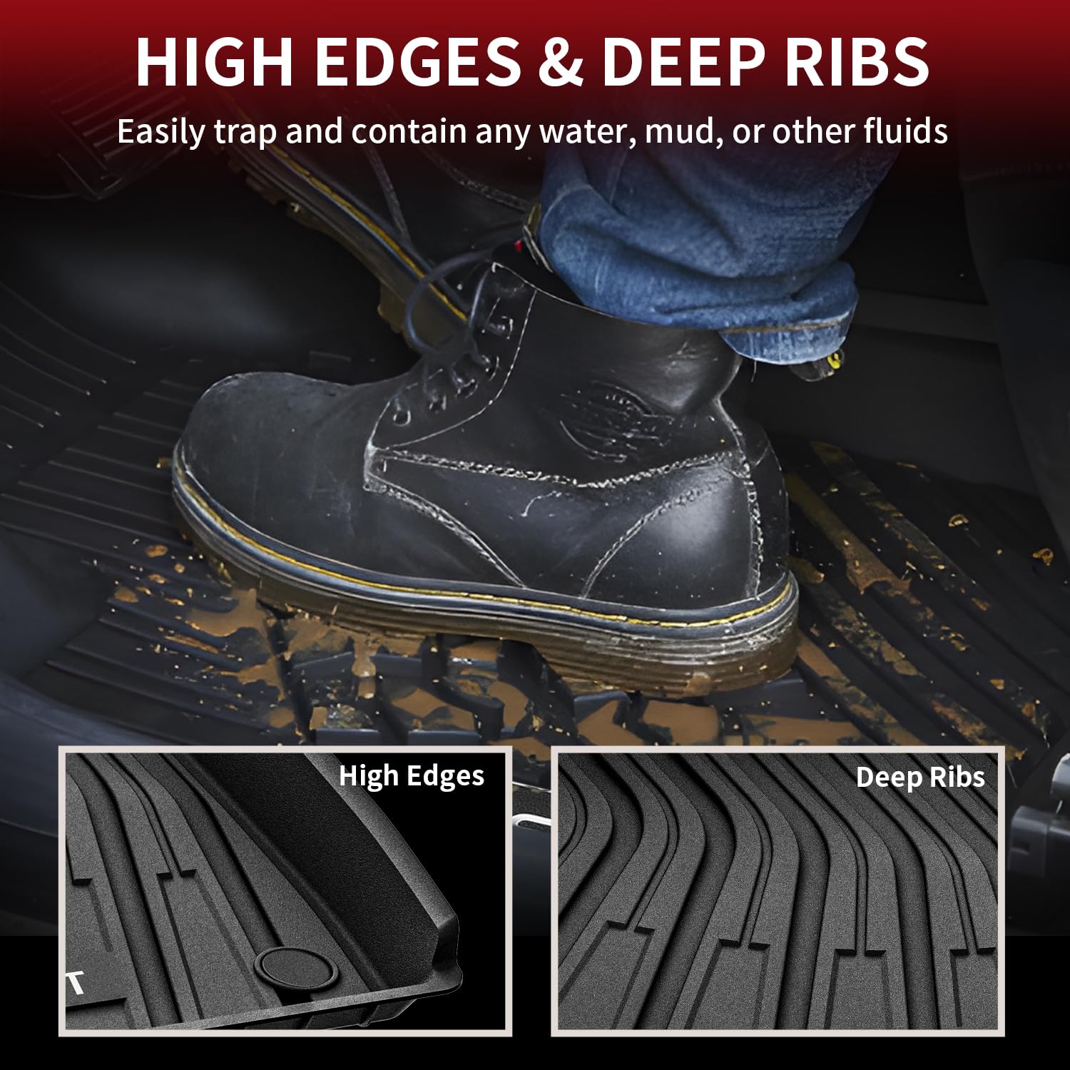 LASFIT TPE Floor Mats for Volkswagen ID.4 (2021-2025) - All Weather Waterproof Liners, Black
