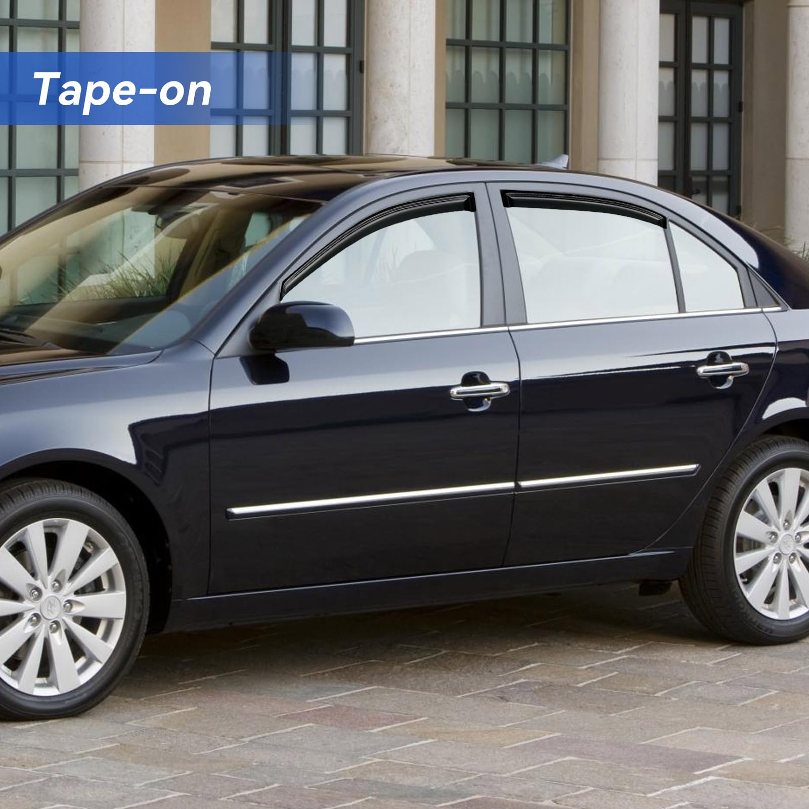 Window Visors Rain Guards Shield for 2005-2010 Hyundai Sonata, Out-Channel Window Vent Wind Deflectors Visors Shades for 05-10 S