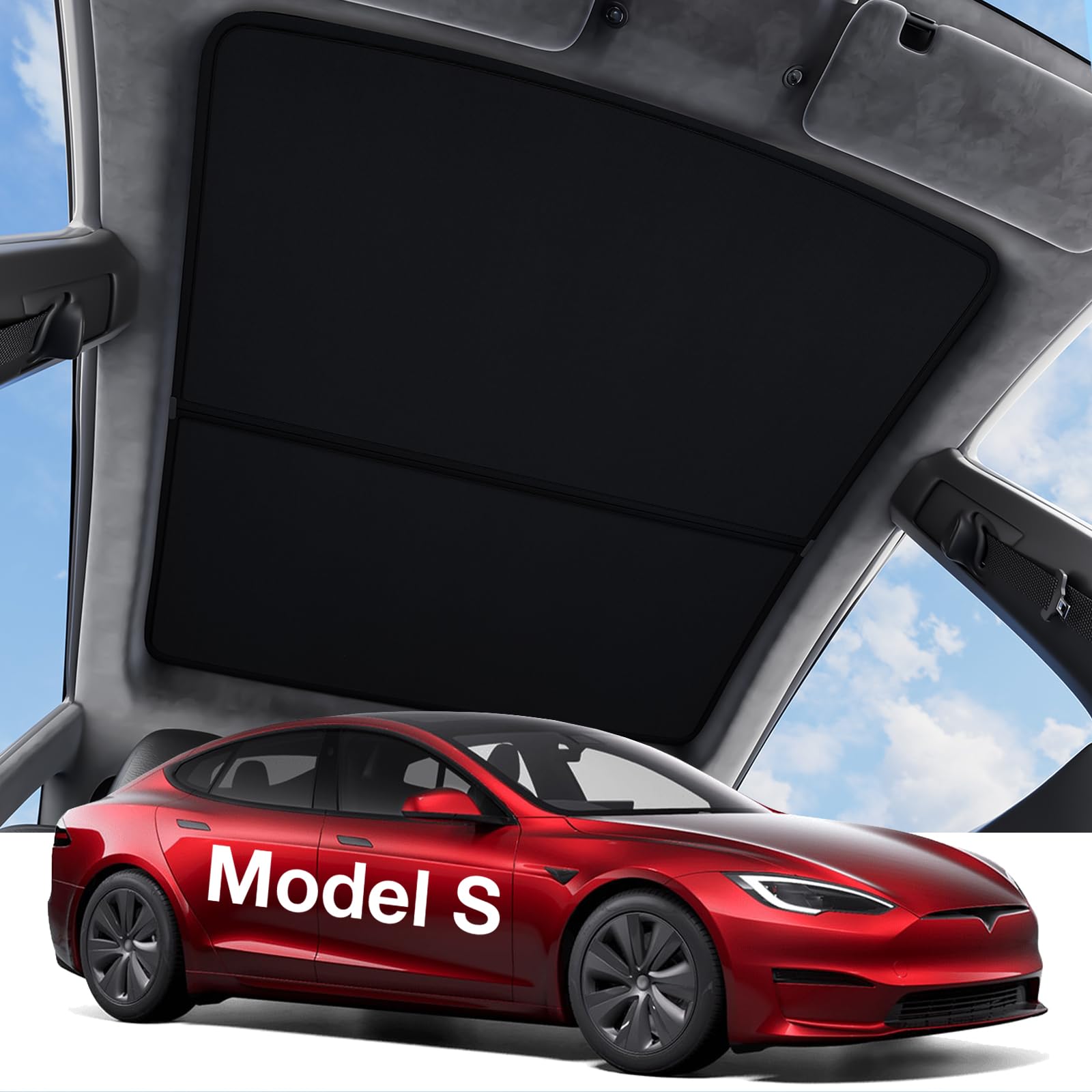 Wigoo Tesla Model S Sunshade Roof [Never Sag, Nano Ice-Crystal Coatings] 3-Gen Heat Insulation Glass Roof Sun Shade, Accessories