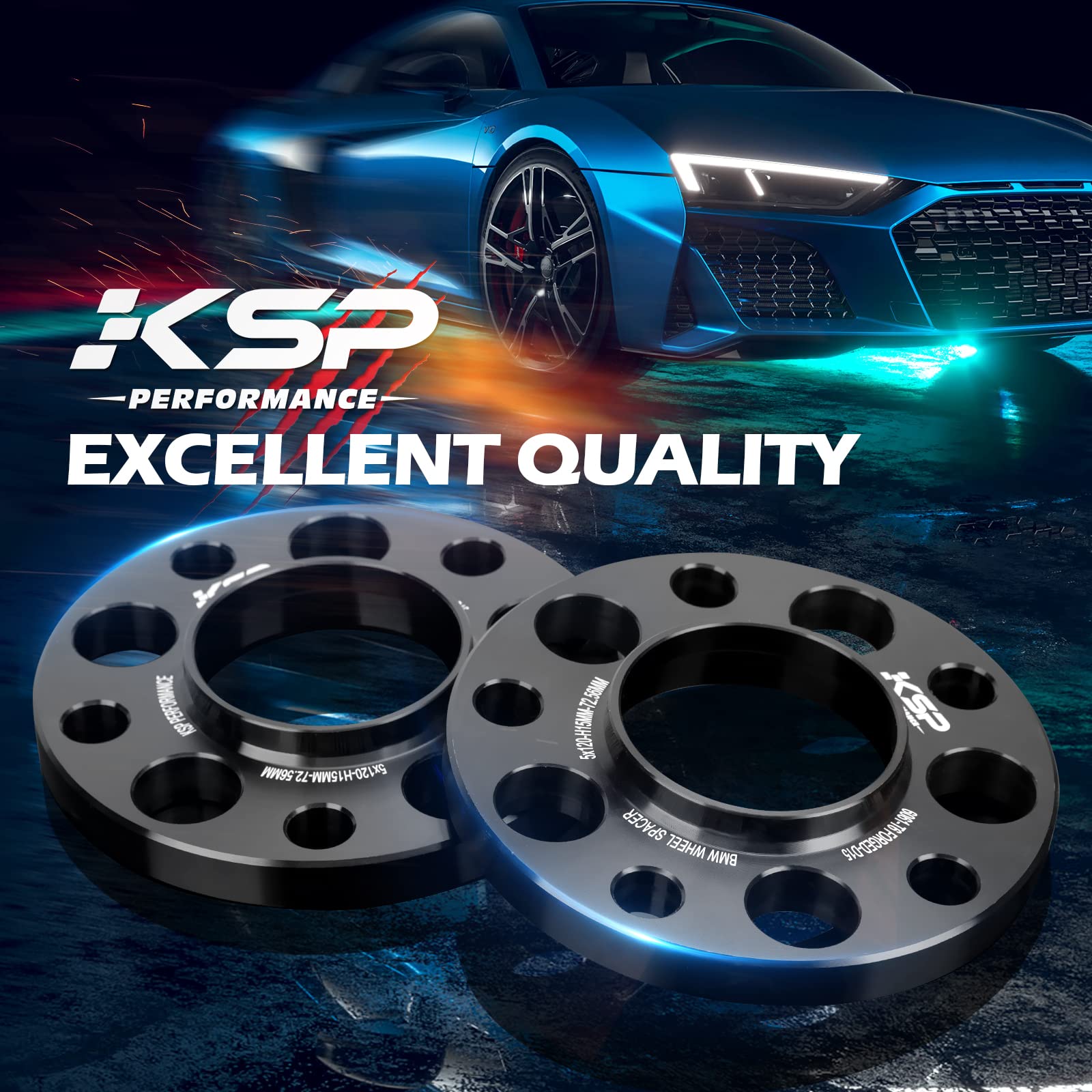 KSP 5X112mm Wheel Spacers,15mm 66.56mm Hubcentric Bore Forged Tuning Spacer for Most Newer A4 S4 A5 S5 A6 S6 A7 S7 A8 Quattro, 2