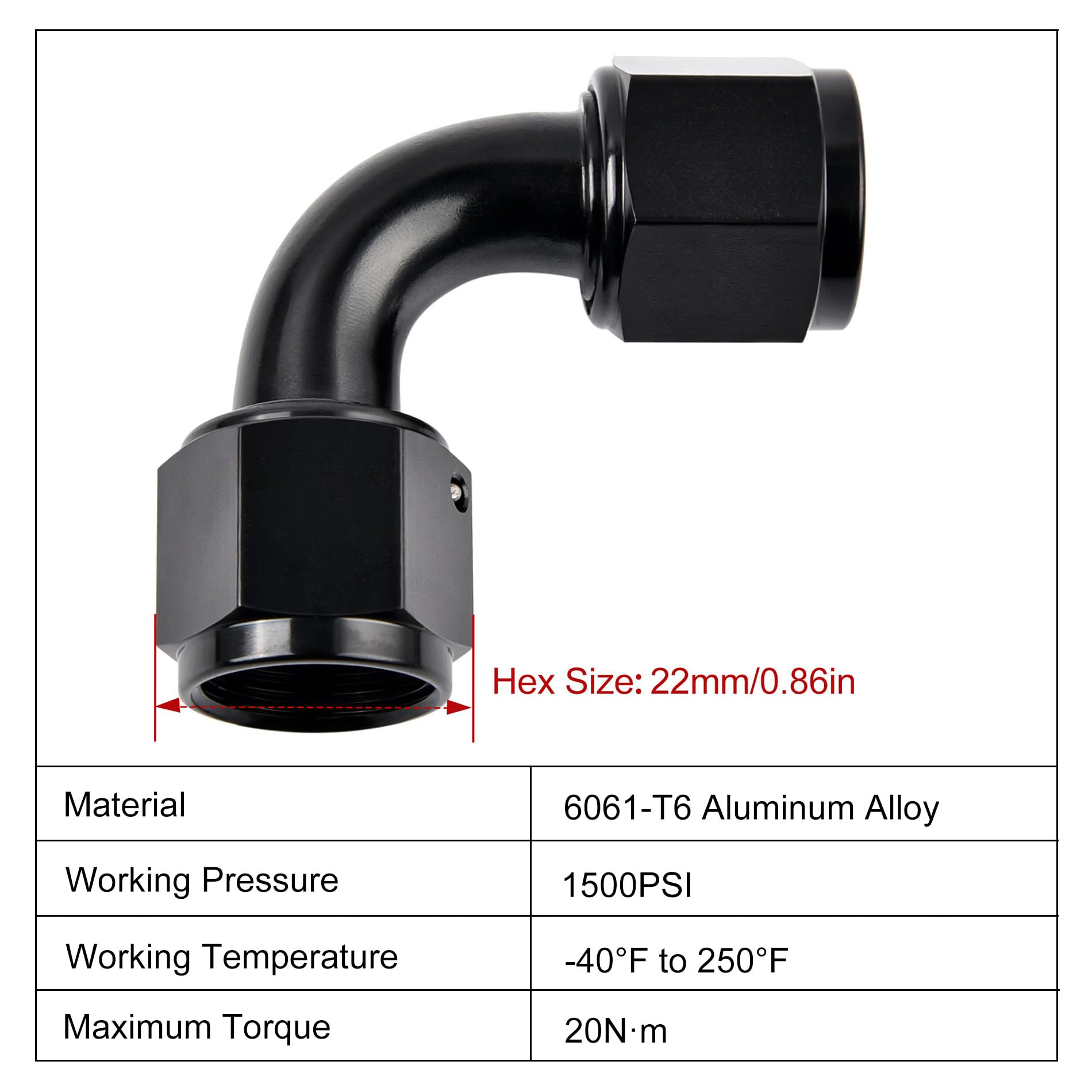 Evil Energy 8An Female To 8An Female 90 Degree Swivel Coupler Union Fitting Adapter Aluminum Black