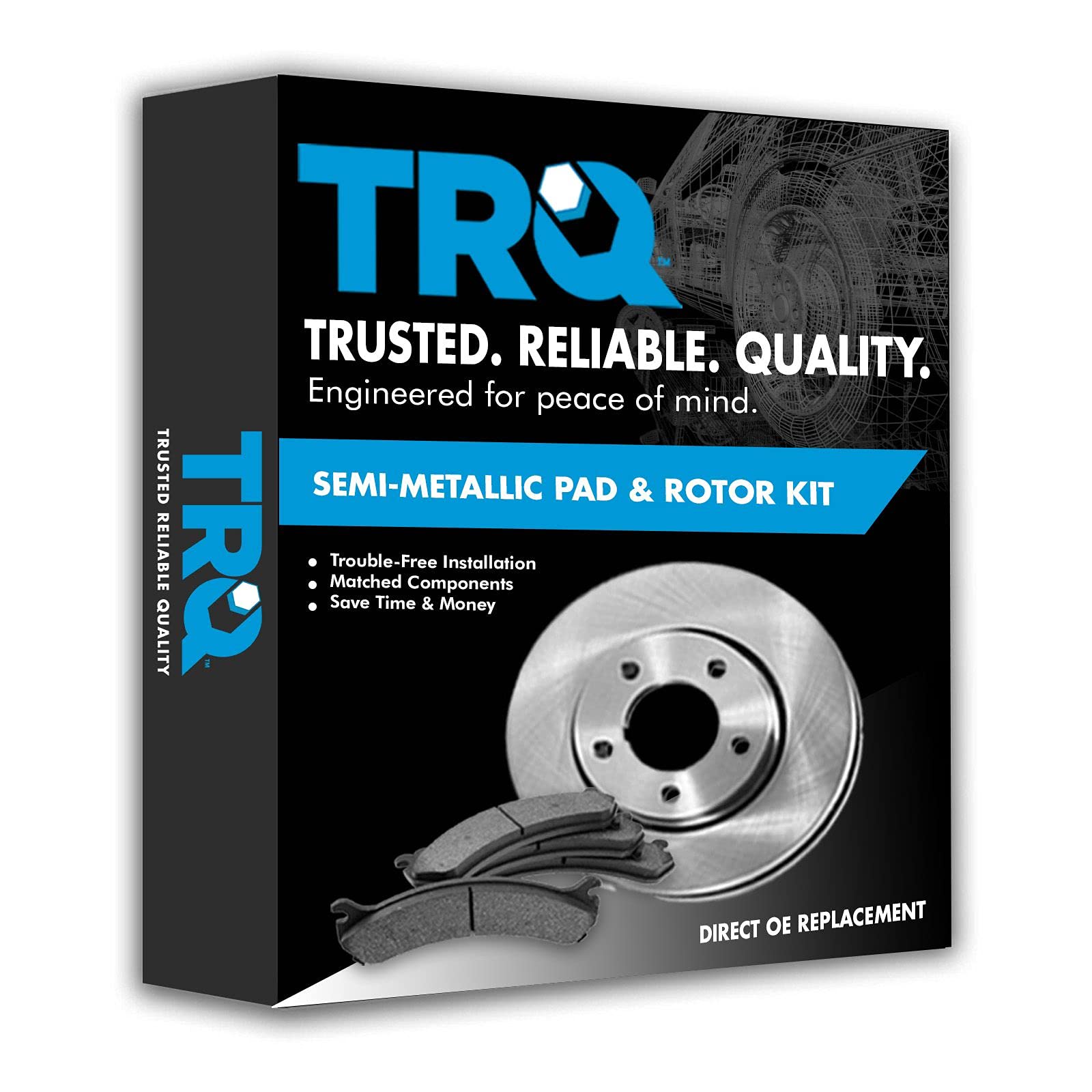 Trq Front Brake Pad & Rotor Kit Brake Pads Brake Rotor Semi-Metallic Compatible With 2013-2014 Ford Mustang