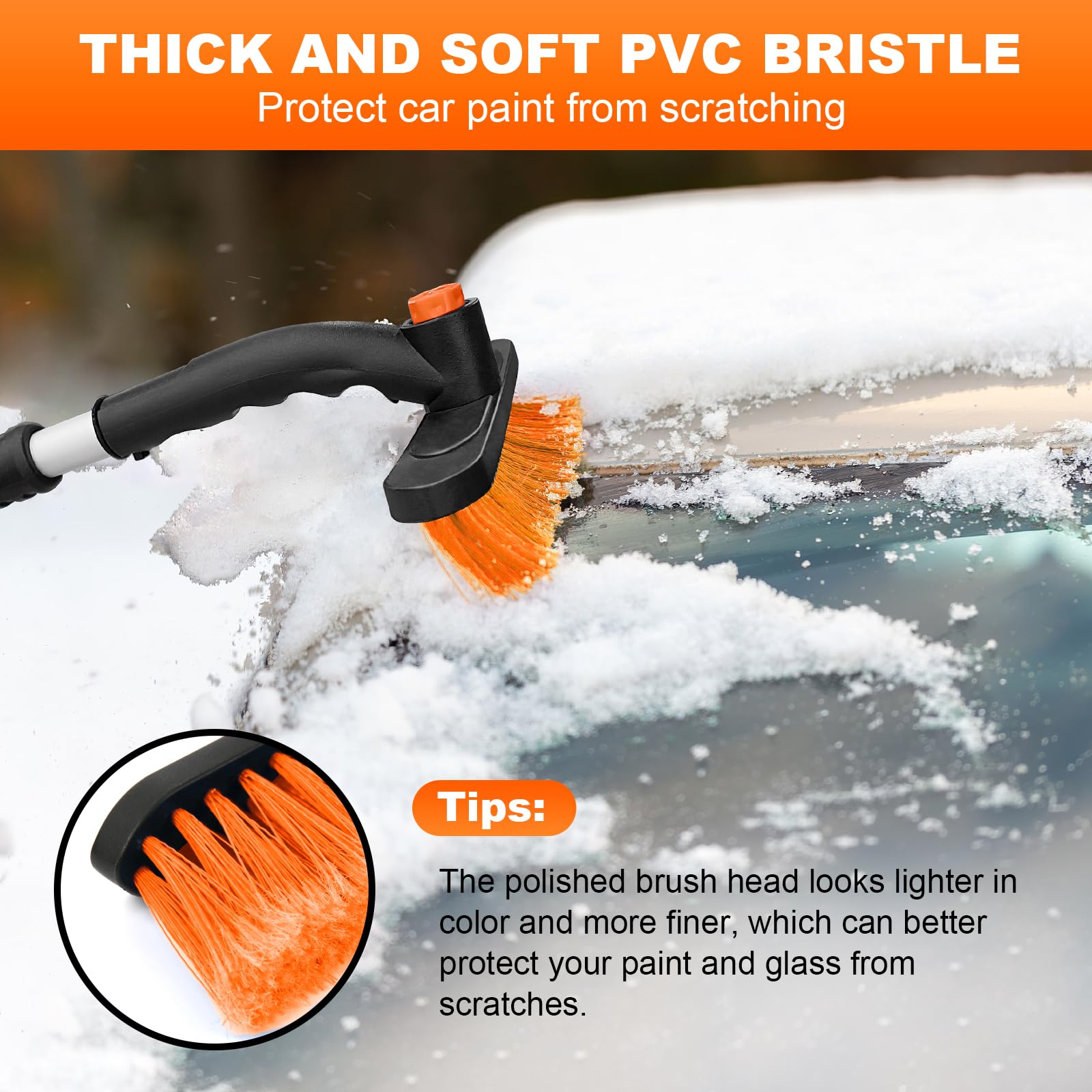 34'' Extendable Ice Scrapers For Car Windshield 2-In-1 Snow Brush For Car Snow Scraper For Car Snow Scraper And Drush With Ergon