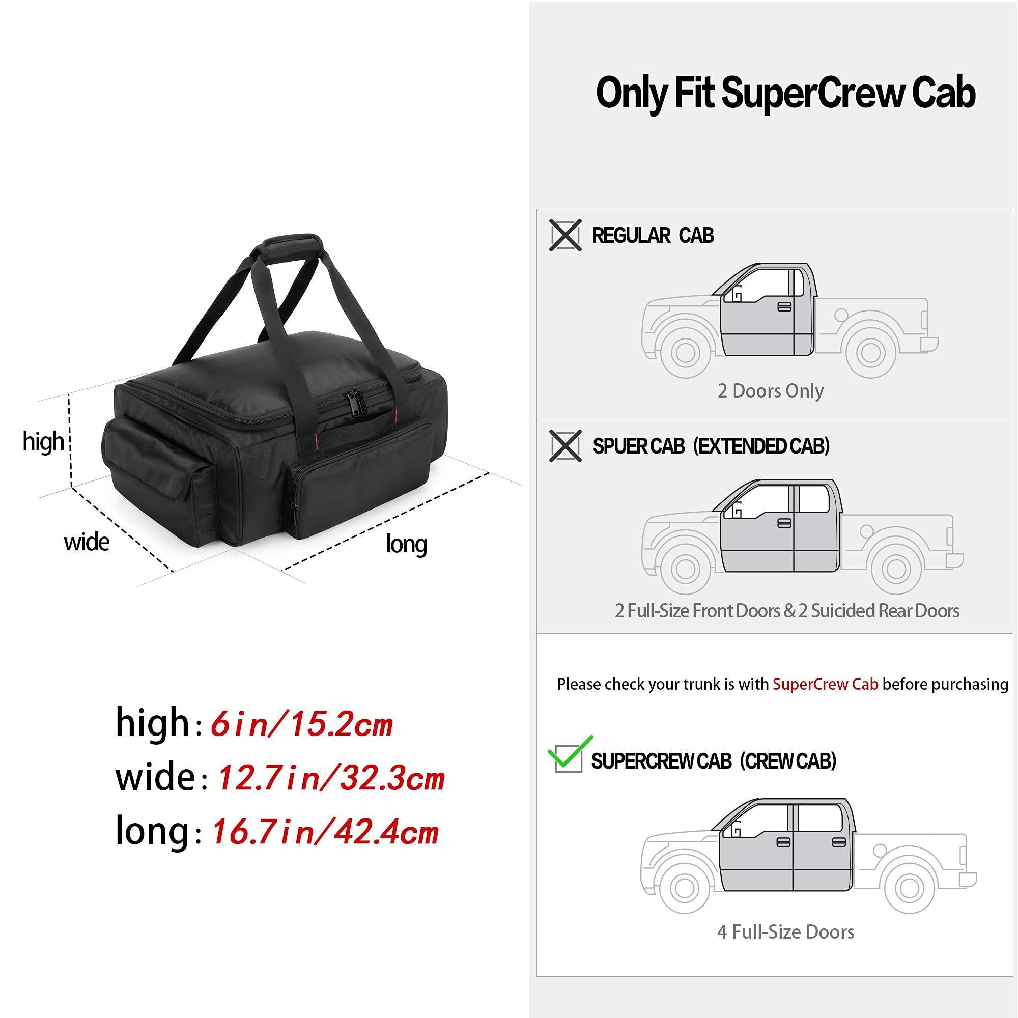 samdew Underseat Storage Bag - Truck Organizer, Medium, Nylon, Black, Model SD00401, with Detachable Divider & Anti-slip Bottom
