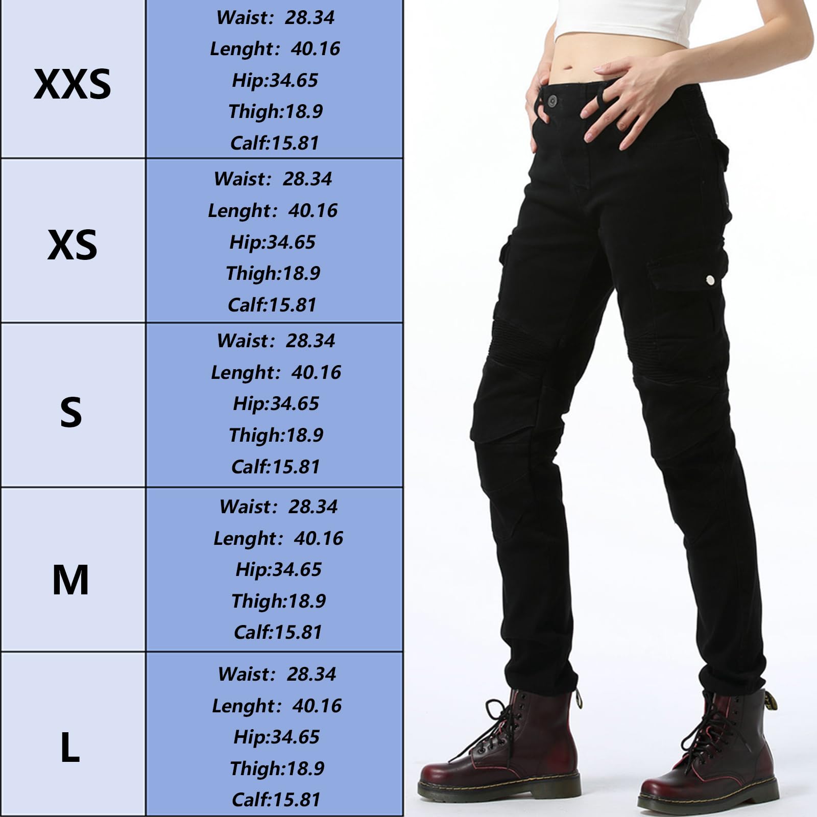 LOMENG Motorcycle Riding Pants Motorcycle Jeans Slim Fit with CE Knee Hip Removable Protectors Armor for Women Blue M 30