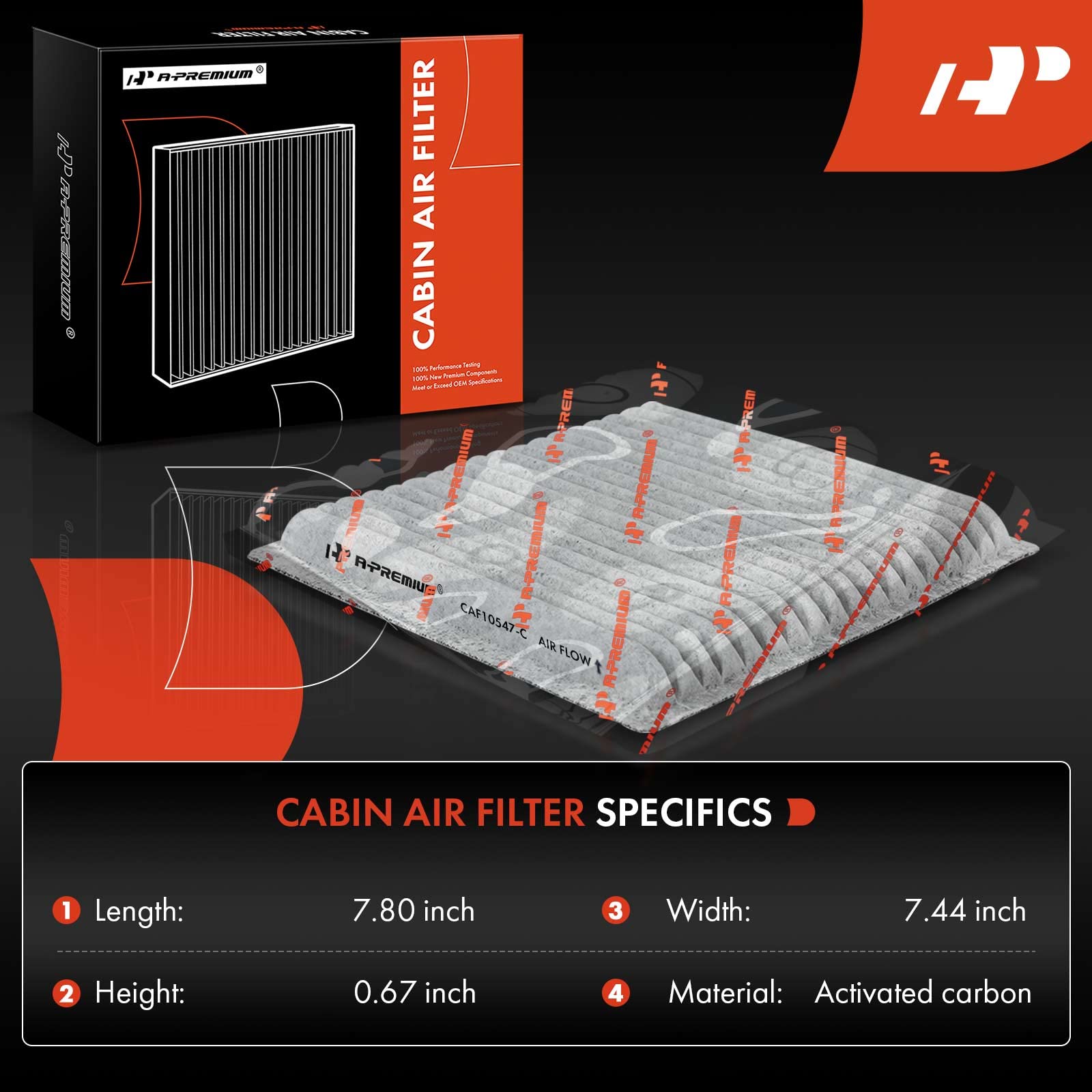 A-Premium 2-PC Cabin Air Filter w/Activated Carbon Compatible with Ford, Lincoln & Mazda - Edge 2007-2014, MKS 2009, MKX 2007-20