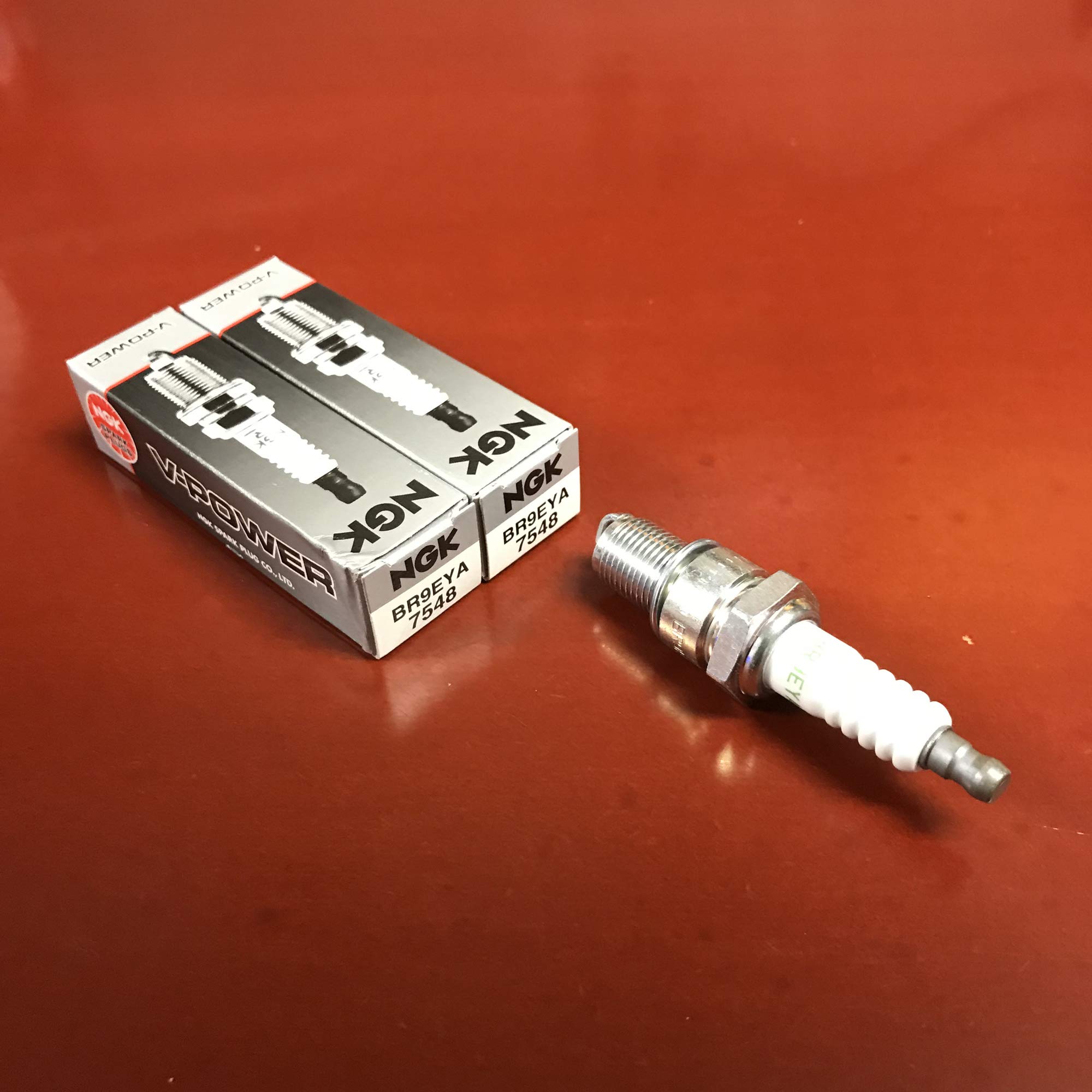 Ngk V-Power Spark Plugs - Stock #7548 - Br9Eya - Solid Tip - Pack Of (2)
