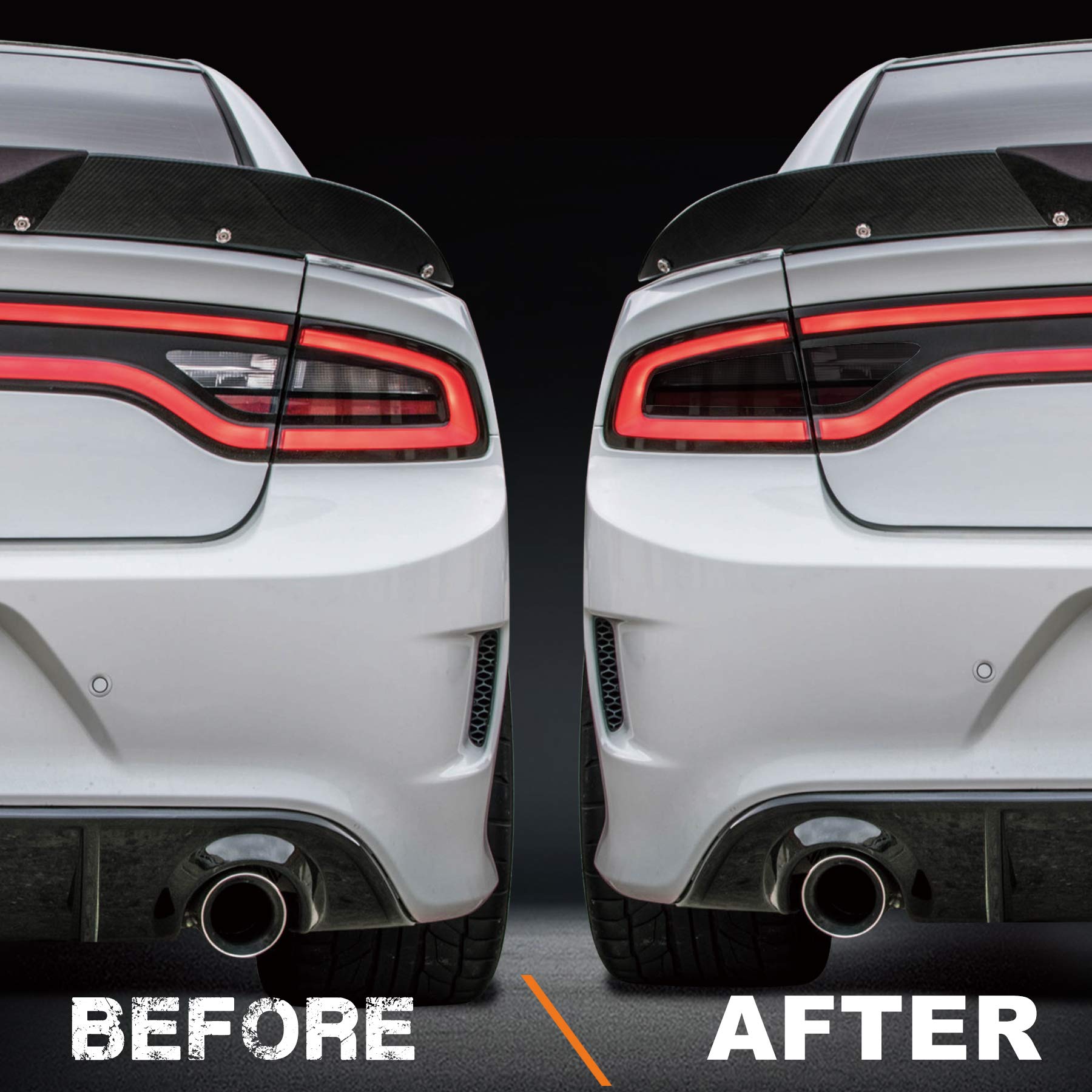 NDRUSH Black Smoked Taillight & Side Marker Vinyl Tint Film, Precut Overlay for Dodge Charger 2015-2021, Tail Light Wrap Cover